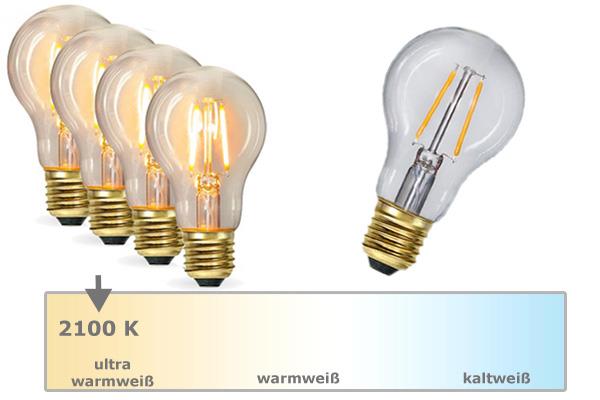 LED Leuchtmittel FILA GLOW - A60 - E27 - 4W - warmweiss 2100K - 400lm - dimmbar