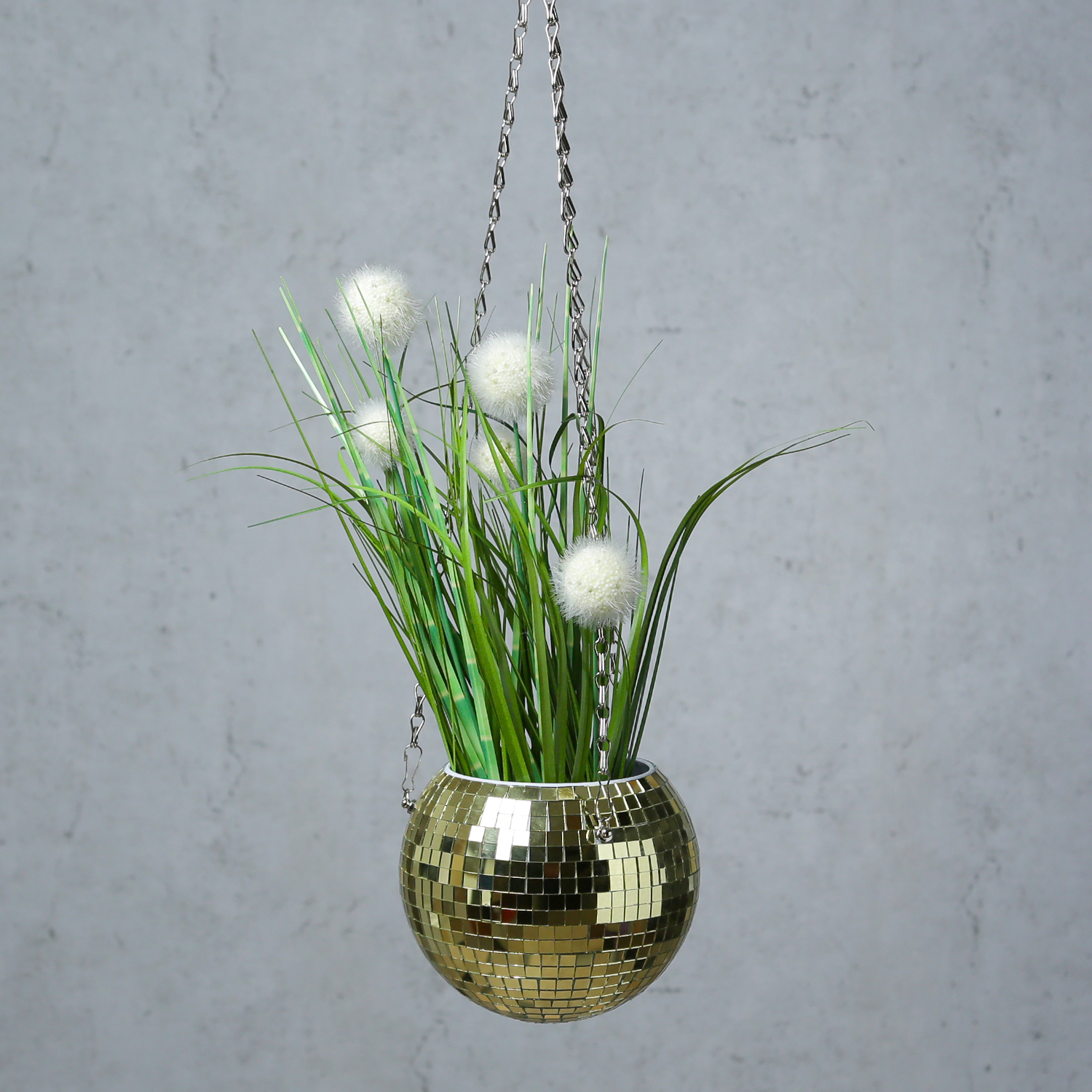 B-Ware Blumenampel Discokugel - Spiegelkugel als Blumentopf - hängend - D: 15cm - gold