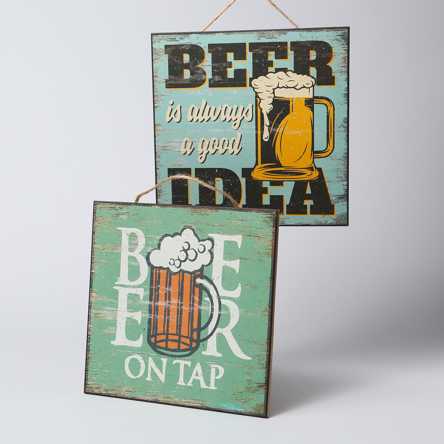 Wandschild BEER IDEA - Holz - Seilhalterung - H: 24cm - blau Wandschild BEER IDEA - Holz - Seilhalterung - H: 24cm - blau