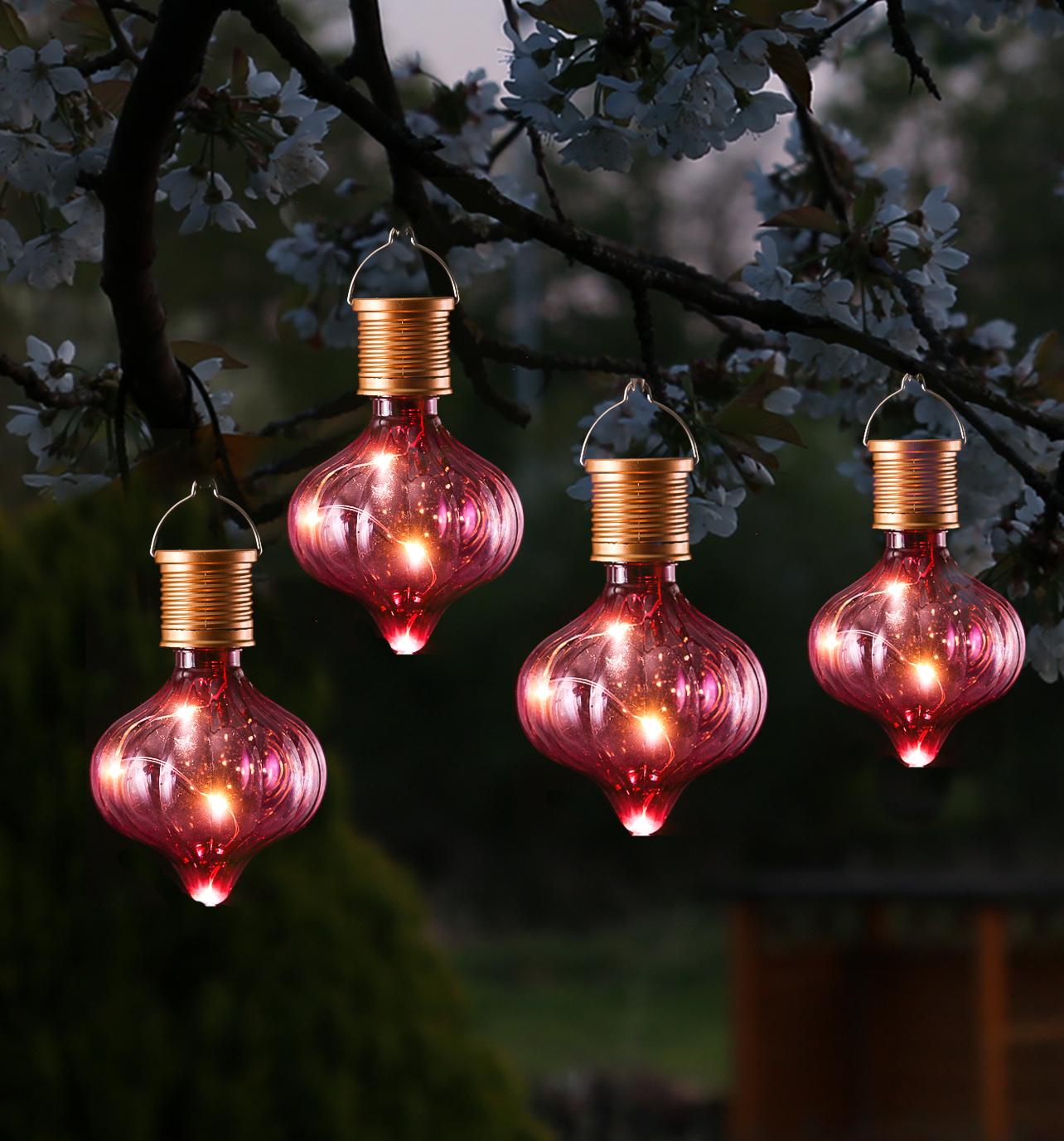 LED Solar Glühbirnen GLOW - Kugelleuchte - warmweiße LED Drahtlichterkette - H: 11,7cm - pink - 4St. LED Solar Glühbirnen GLOW - Kugelleuchte - warmweiße LED Drahtlichterkette - H: 11,7cm - pink - 4St.