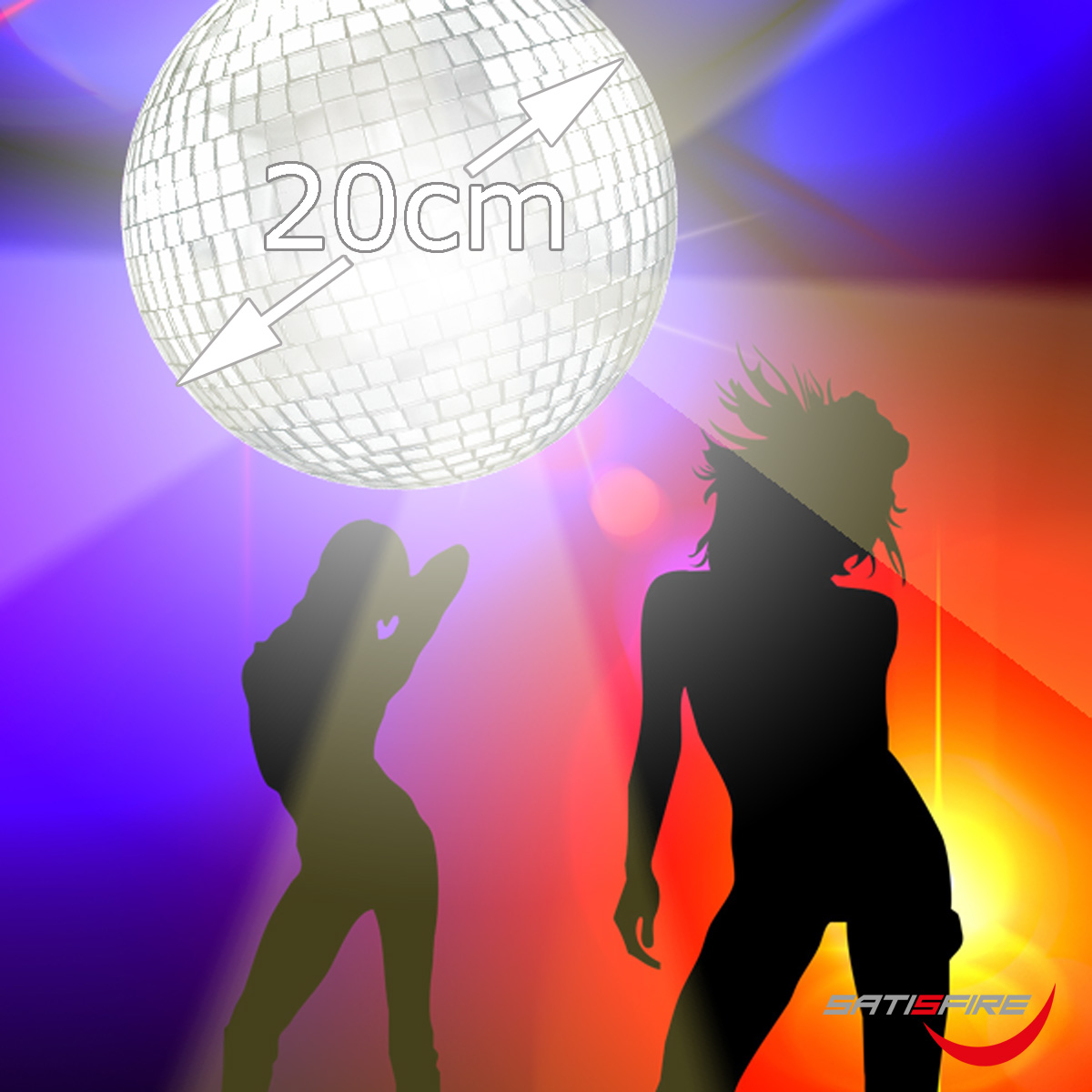 Spiegelkugel SET - RGBW-20 - 20cm Spiegelkugel und Batteriemotor mit LED Farbwechsler Spiegelkugel SET - RGBW-20 - 20cm Spiegelkugel und Batteriemotor mit LED Farbwechsler