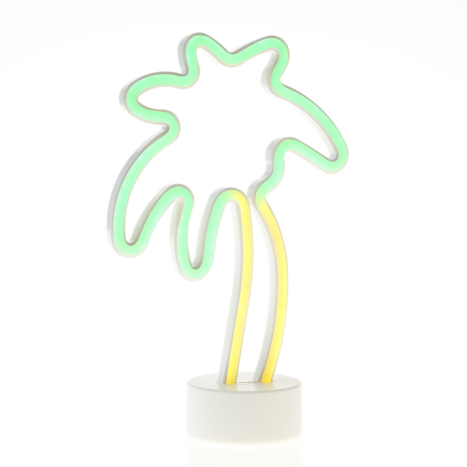 LED NEON Figur Palme - Dekoleuchte - H: 30cm - Batterie oder USB Betrieb - stehend - gelb/grün