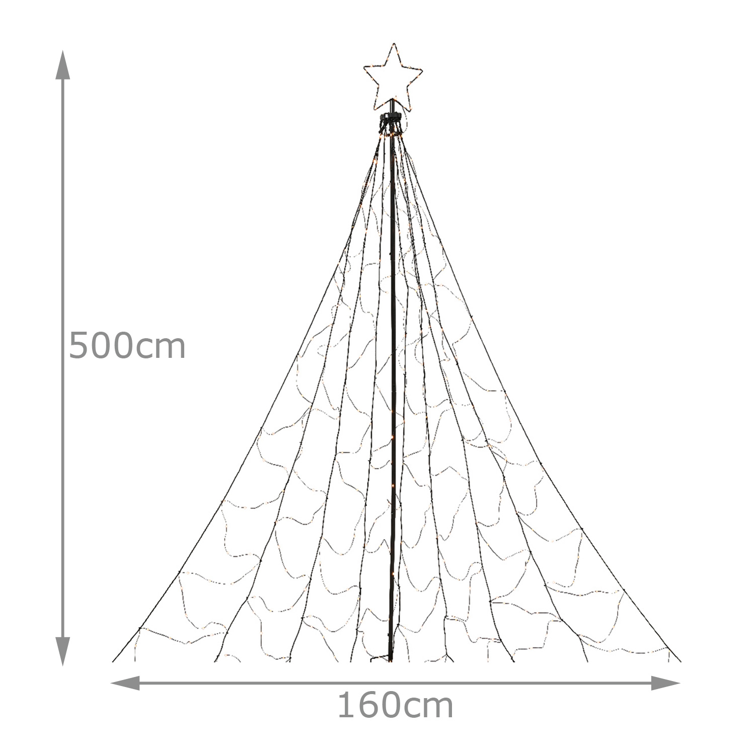 LED Lichterbaum mit Sternspitze - LED Baum outdoor - 836 funkelnde bernstein LED - H: 5m - Timer