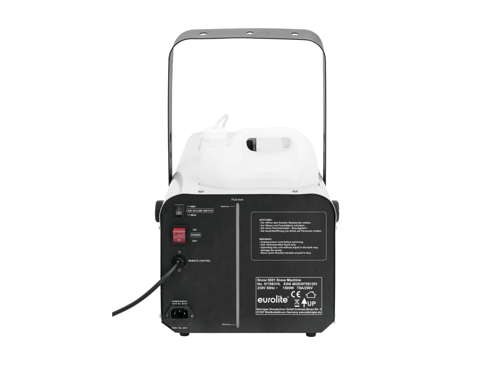 Schneemaschine Snow 5001 - 1500W - mit Fernbedienung - Ausstoß regelbar - Für Kunstschnee