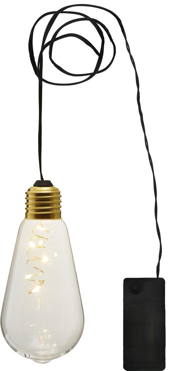 LED Dekoleuchte "Glow" - 5 warmweiße LED in klarer Glühbirne - H: 13cm - D: 6cm - Batterie - Timer