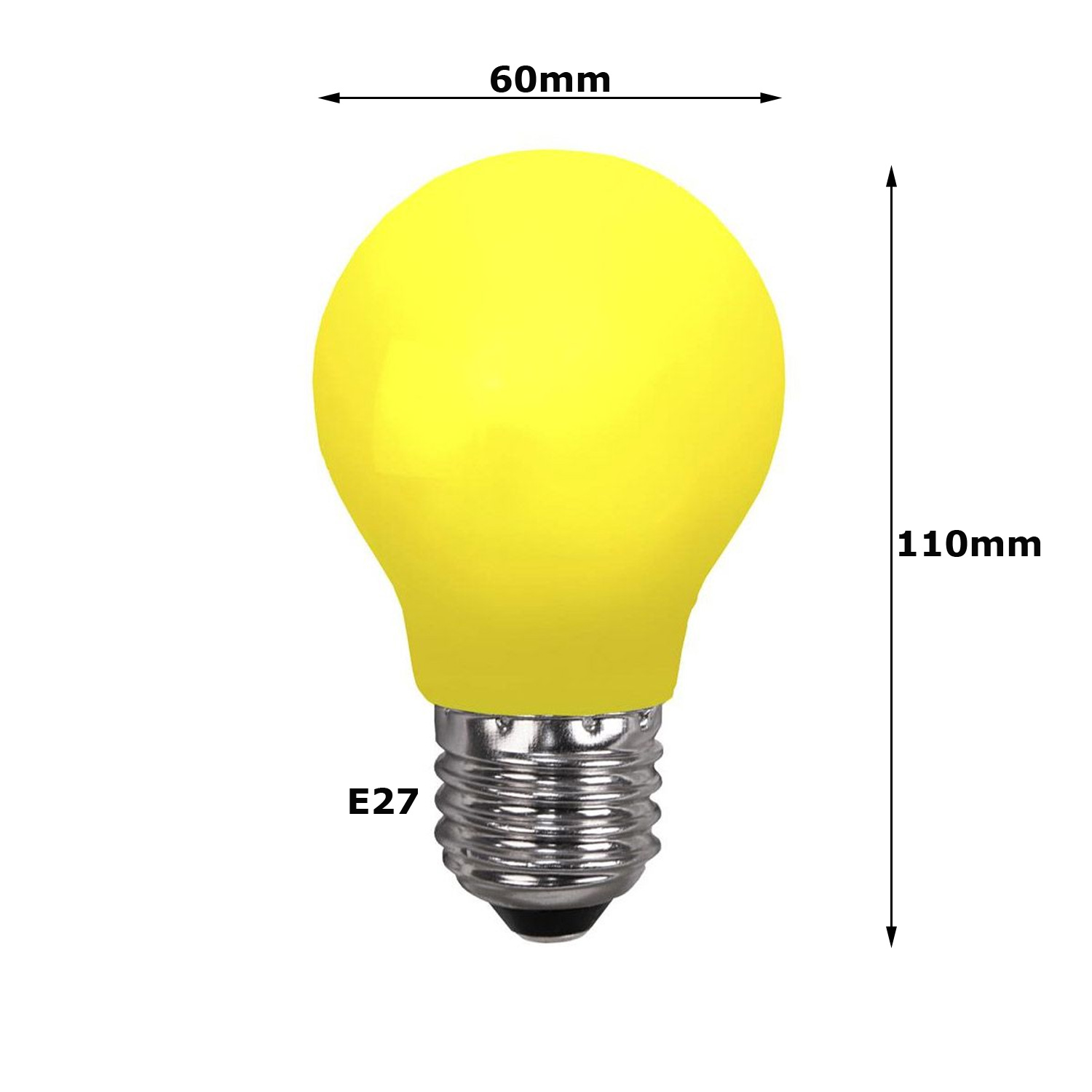 LED Leuchtmittel Tropfenlampe A60 Polycarbonat Gelb 2W