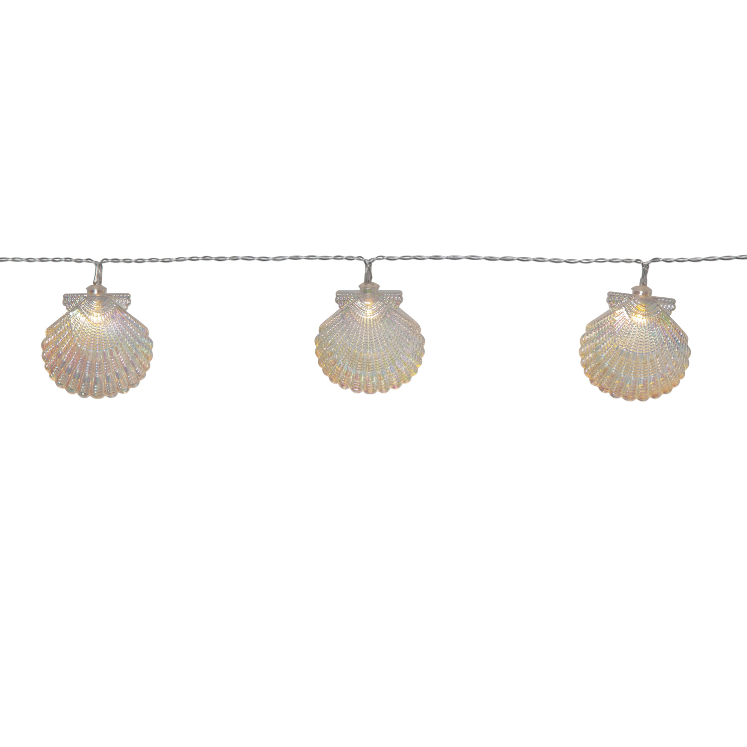 LED Lichterkette Muscheln - 10 warmweiße LED - Batteriebetrieb - L: 1,35m - für Innen - transparent LED Lichterkette Muscheln - 10 warmweiße LED - Batteriebetrieb - L: 1,35m - für Innen - transparent
