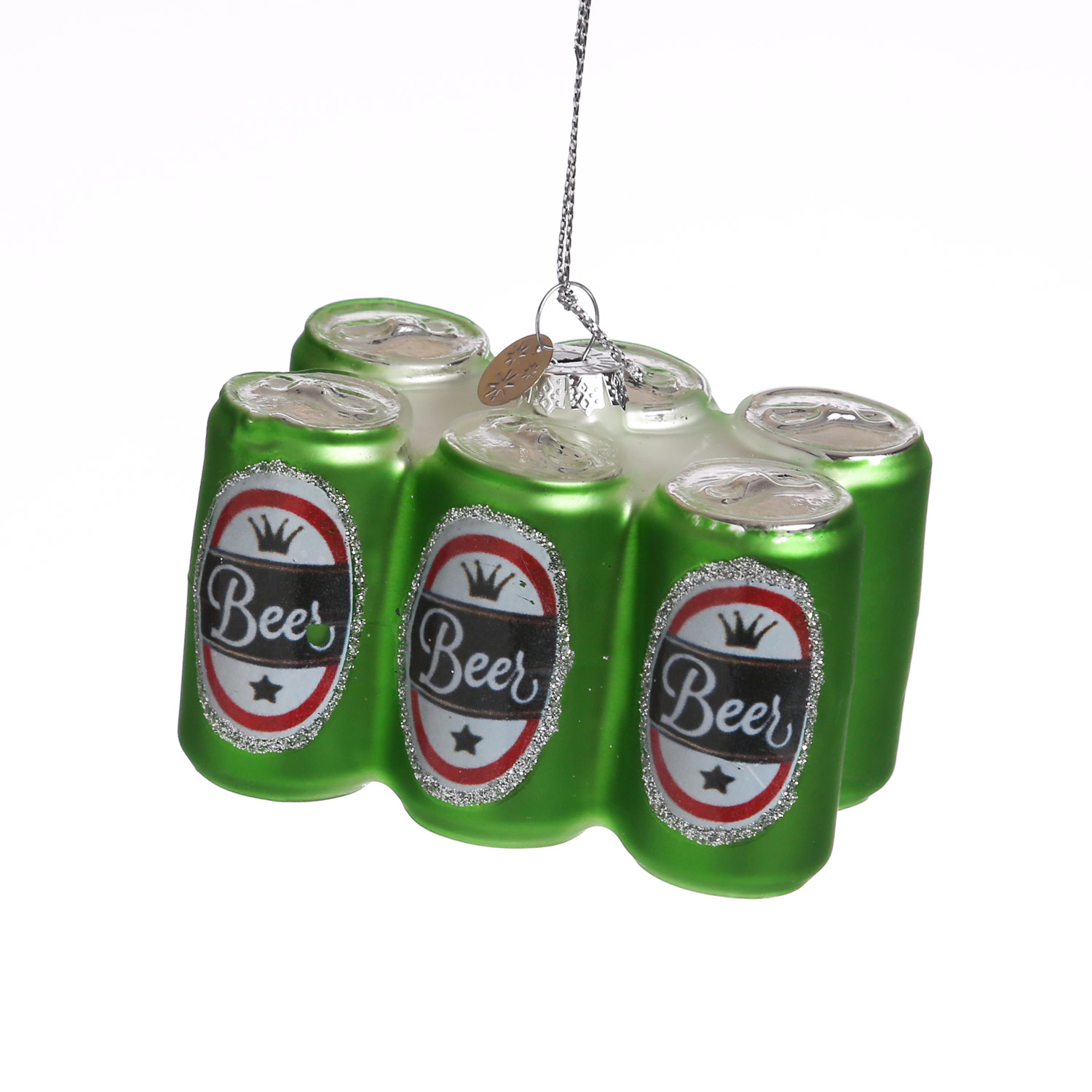 Christbaumschmuck SIXPACK - Glas - inkl. Aufhänger - H: 5,1cm - grün