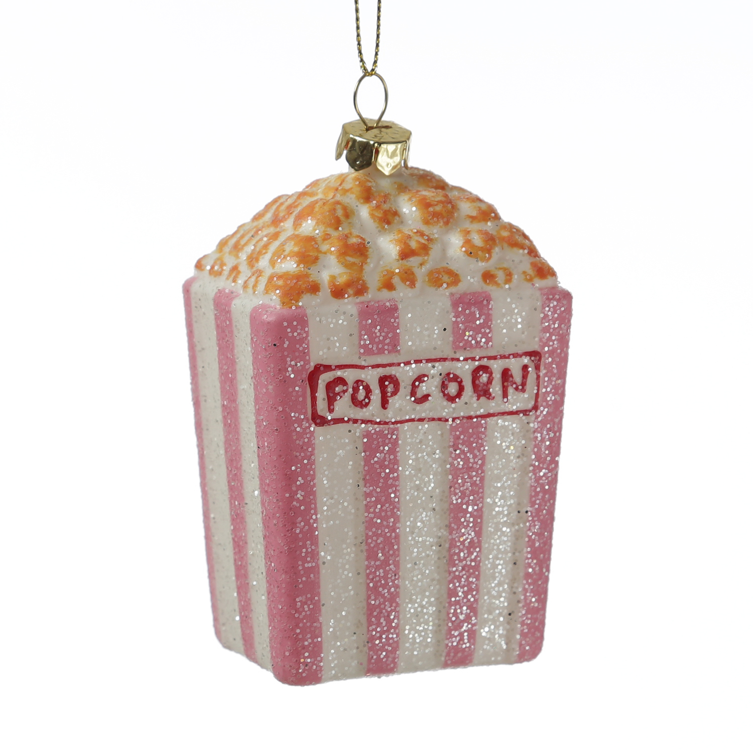 Weihnachtsbaumschmuck Popcorn Tüte - lustiger Christbaumschmuck - bruchfest - H: 10cm - rosa, weiß