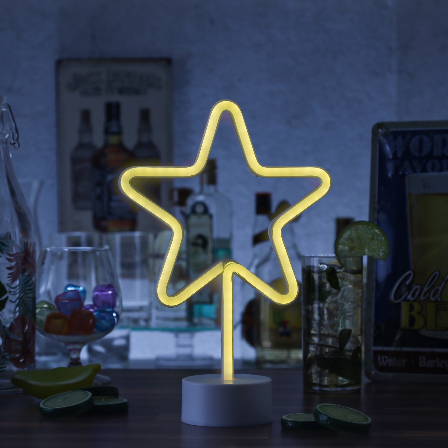 LED NEON Figur STERN - Dekoleuchte - H- 30cm - Batterie oder USB Betrieb - stehend - warmweiss LED NEON Figur STERN - Dekoleuchte - H- 30cm - Batterie oder USB Betrieb - stehend - warmweiss