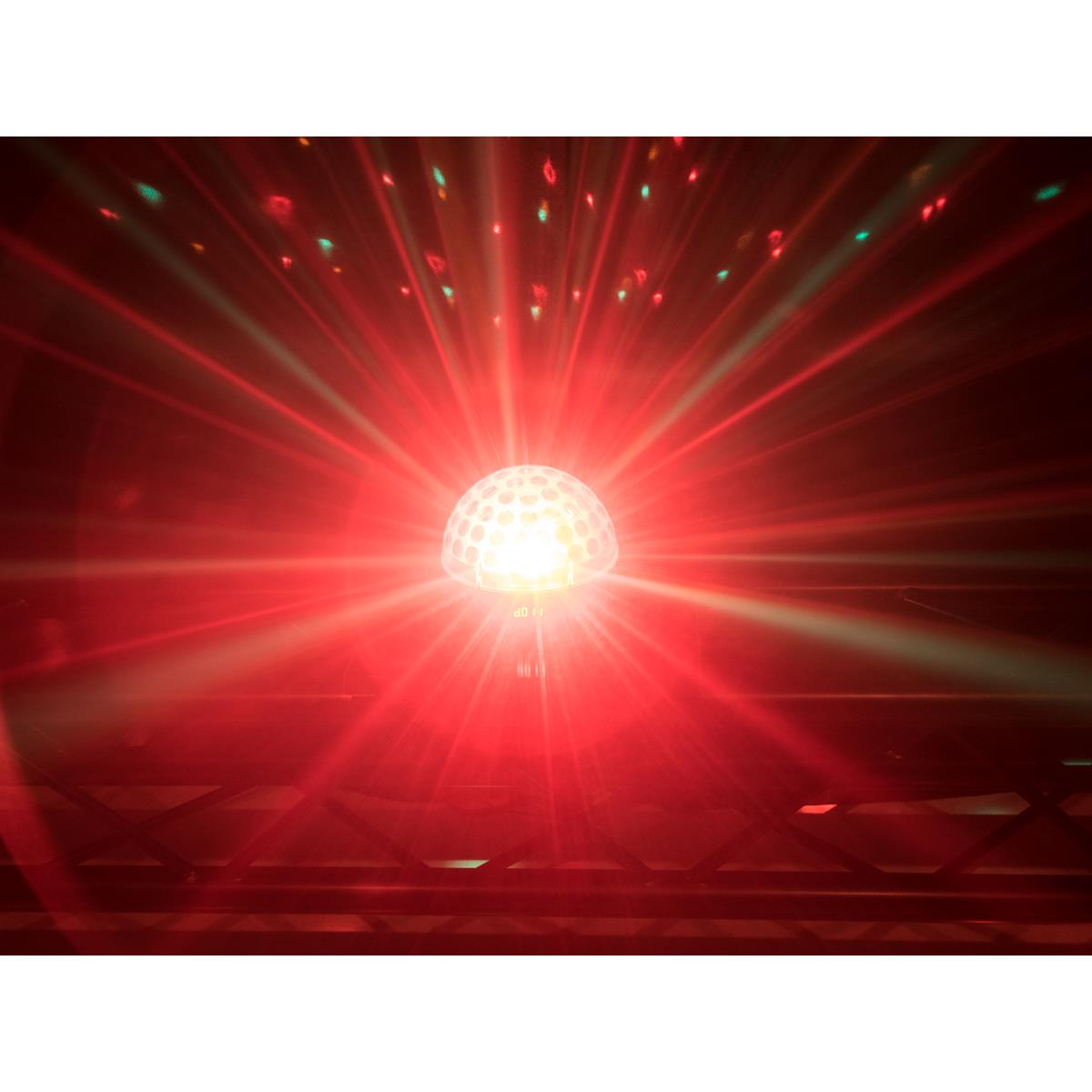 LED Kugel-Strahleneffekt "BC-6" - 360° Raumeffekt ähnlich Spiegelkugel - 5farbig - langsam & schnell LED Kugel-Strahleneffekt "BC-6" - 360° Raumeffekt ähnlich Spiegelkugel - 5farbig - langsam & schnell