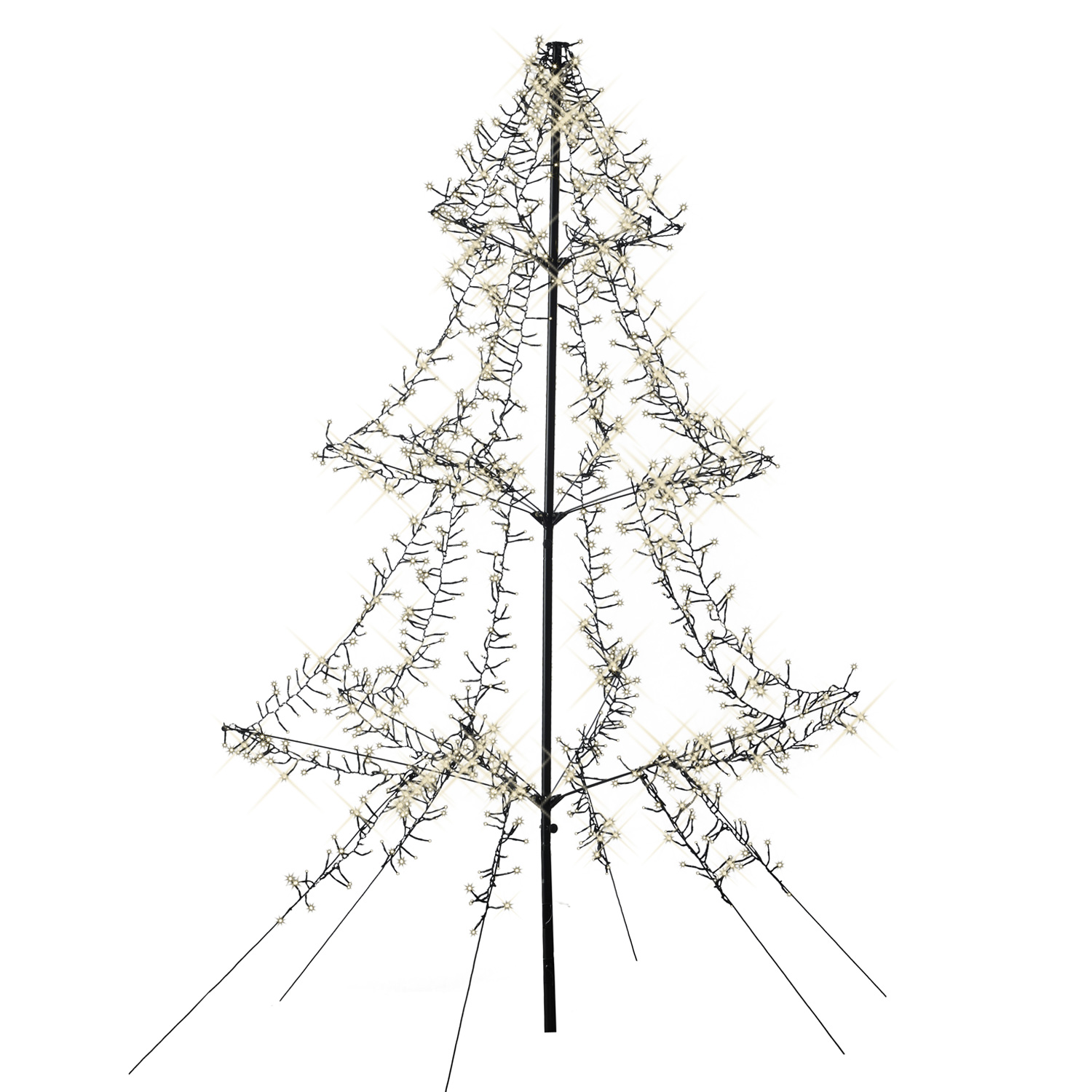 LED Outdoor Weihnachtsbaum - 1200 warmweiß funkelnde LED - H: 2m - Timer - aufklappbar - schwarz LED Outdoor Weihnachtsbaum - 1200 warmweiß funkelnde LED - H: 2m - Timer - aufklappbar - schwarz