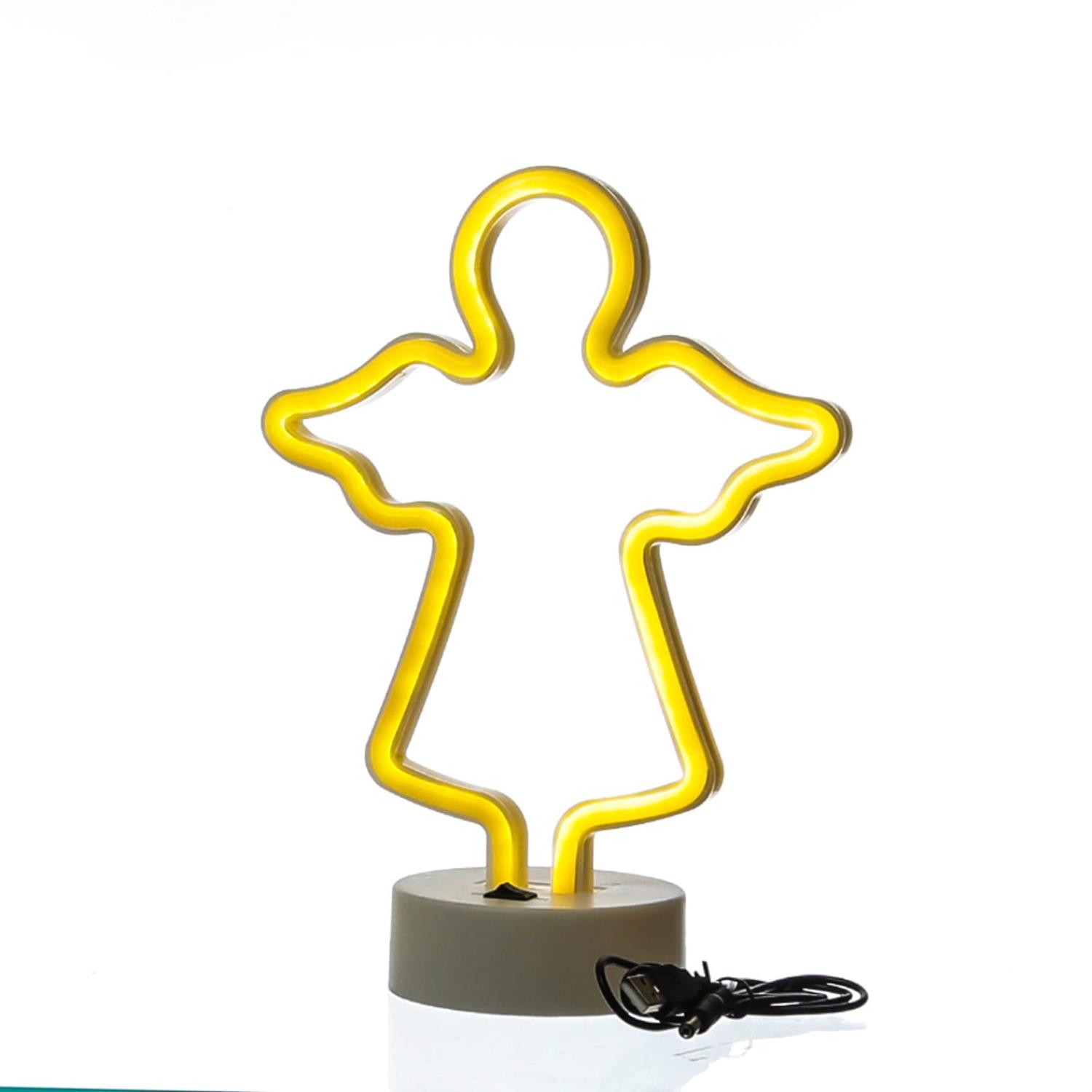 LED NEON Figur ENGEL - Neon Schild - H- 28cm - Batterie oder USB Betrieb - stehend - warmweiss