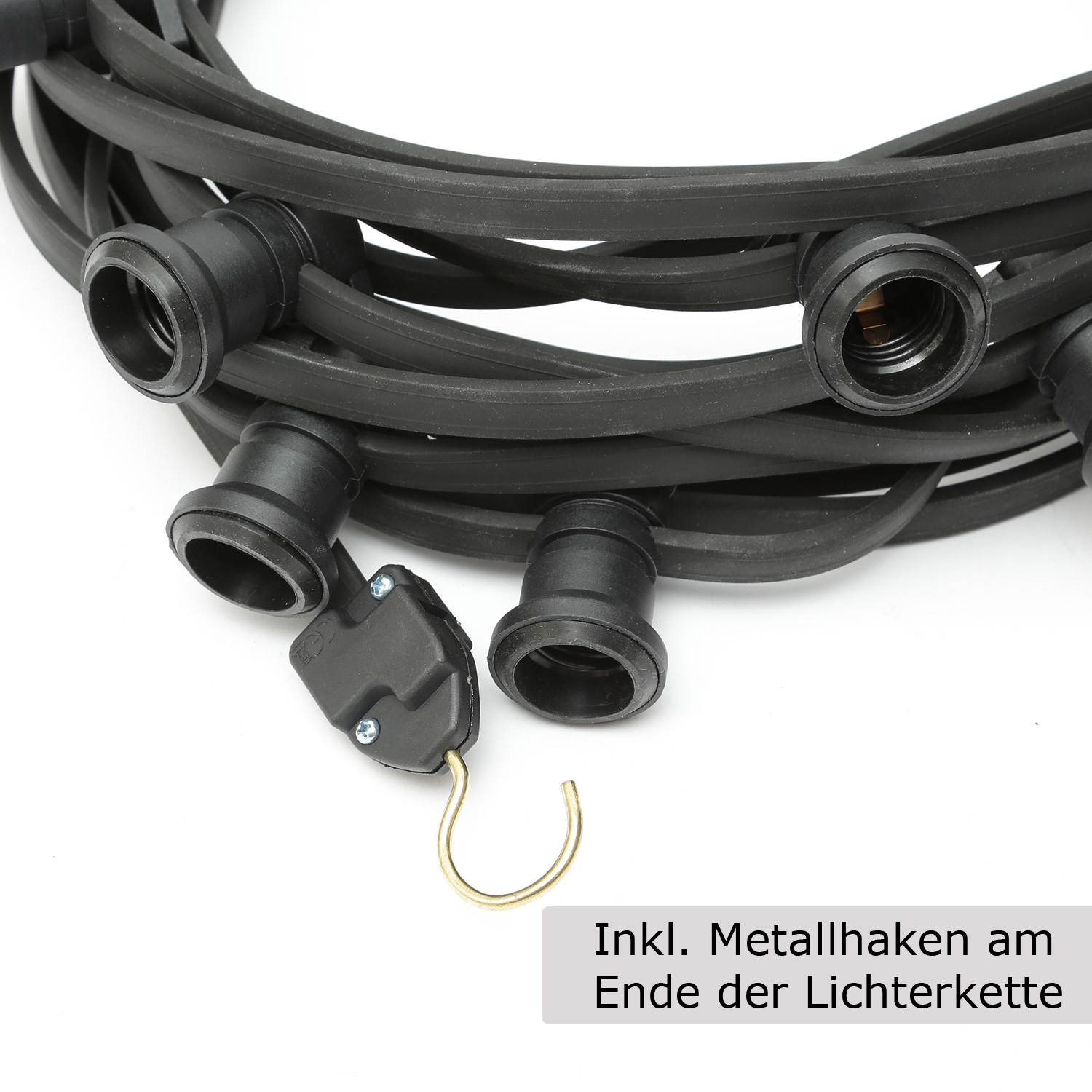 Illu-/Partylichterkette BLACKY 10m - Außenlichterkette schwarz - 10x E27 Schraubfassung