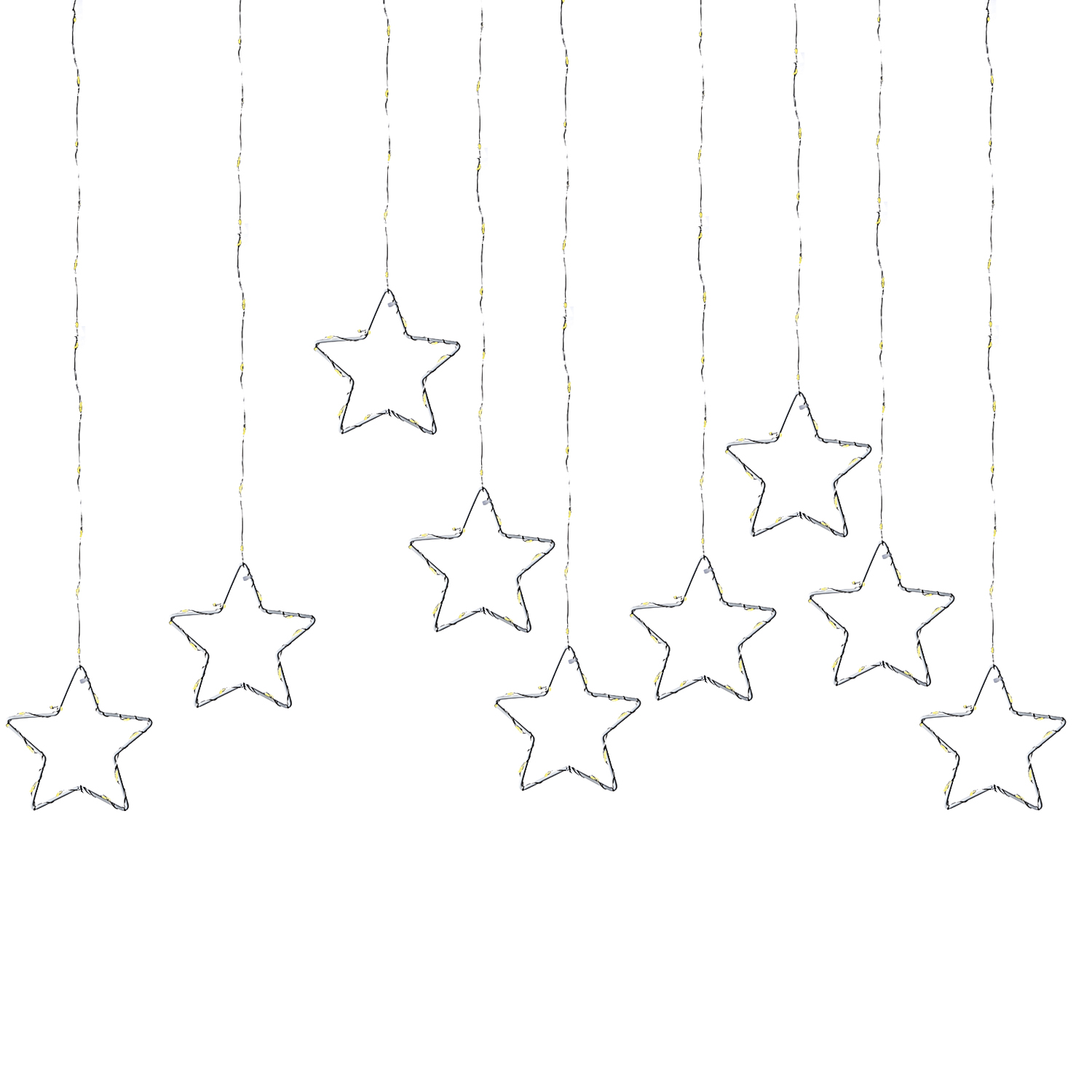 LED Lichtervorhang STERNE - 156 warmweiße LED - 120x60cm - Timer - 8 Funkionen - für Außen LED Lichtervorhang STERNE - 156 warmweiße LED - 120x60cm - Timer - 8 Funkionen - für Außen