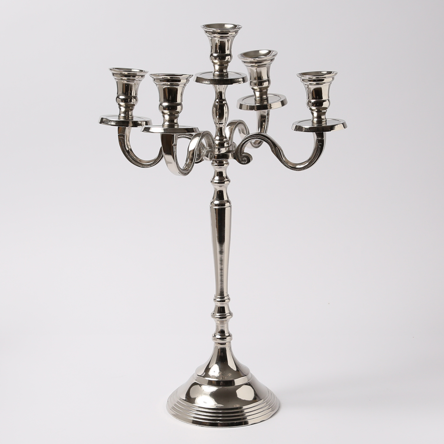 Stabkerzenhalter - Kerzenständer - Kerzenleuchter - Aluminium - H: 41cm - 5-armig - silber Stabkerzenhalter - Kerzenständer - Kerzenleuchter - Aluminium - H: 41cm - 5-armig - silber