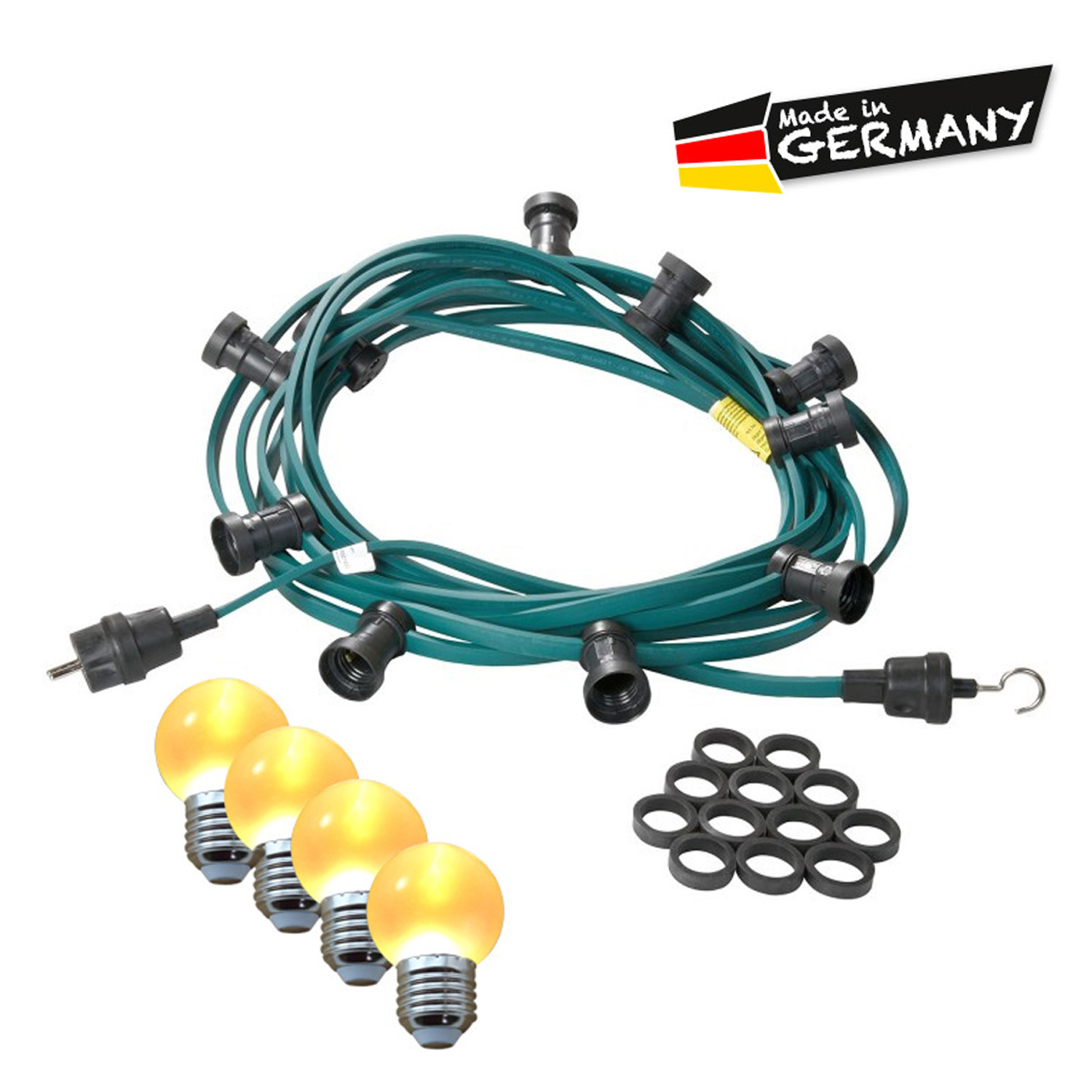 Illu-/Partylichterkette 40m | Außenlichterkette | Made in Germany | 60 x ultra-warmweisse LED Kugeln