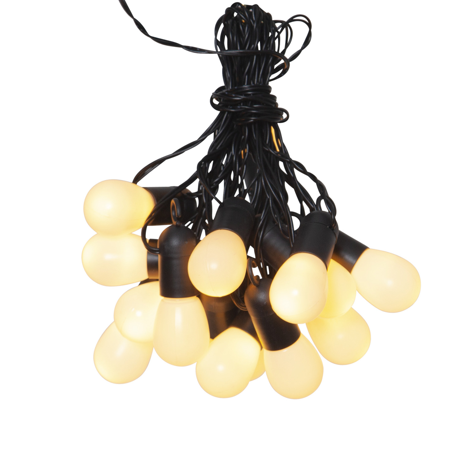 LED Partylichterkette - 16 kleine milchig weiße Kugeln - L: 4,5m - schwarzes Kabel - outdoor LED Partylichterkette - 16 kleine milchig weiße Kugeln - L: 4,5m - schwarzes Kabel - outdoor