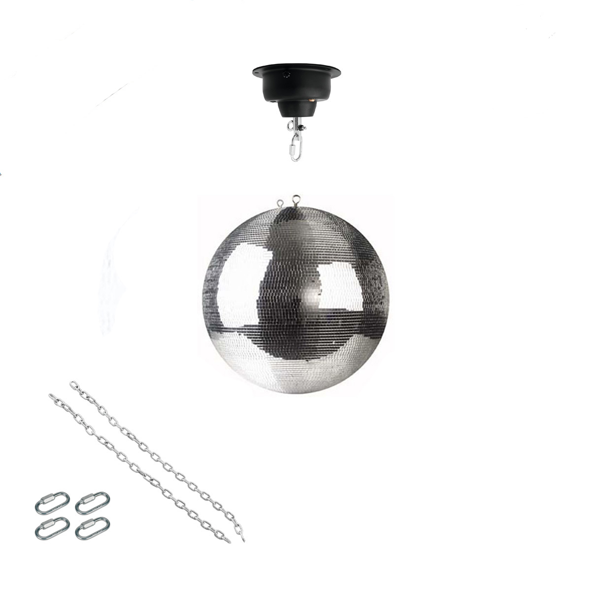 Spiegelkugel Set 30cm Kugel PREMIUM + Motor MBM-404, 2 Ketten, 4 Kettenglieder Spiegelkugel Set 30cm Kugel PREMIUM + Motor MBM-404, 2 Ketten, 4 Kettenglieder