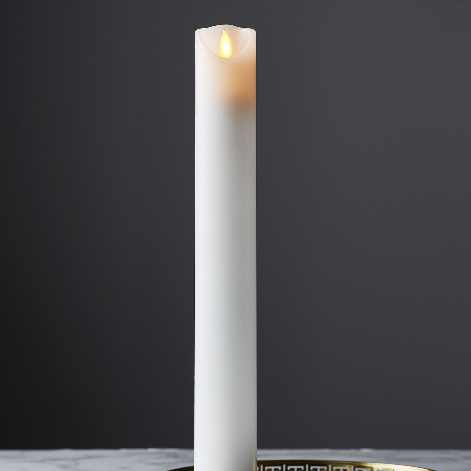 LED Stumpenkerze - Taufkerze - Echtwachs - mechanische Flamme - H: 40cm, D: 5cm - Timer - weiß