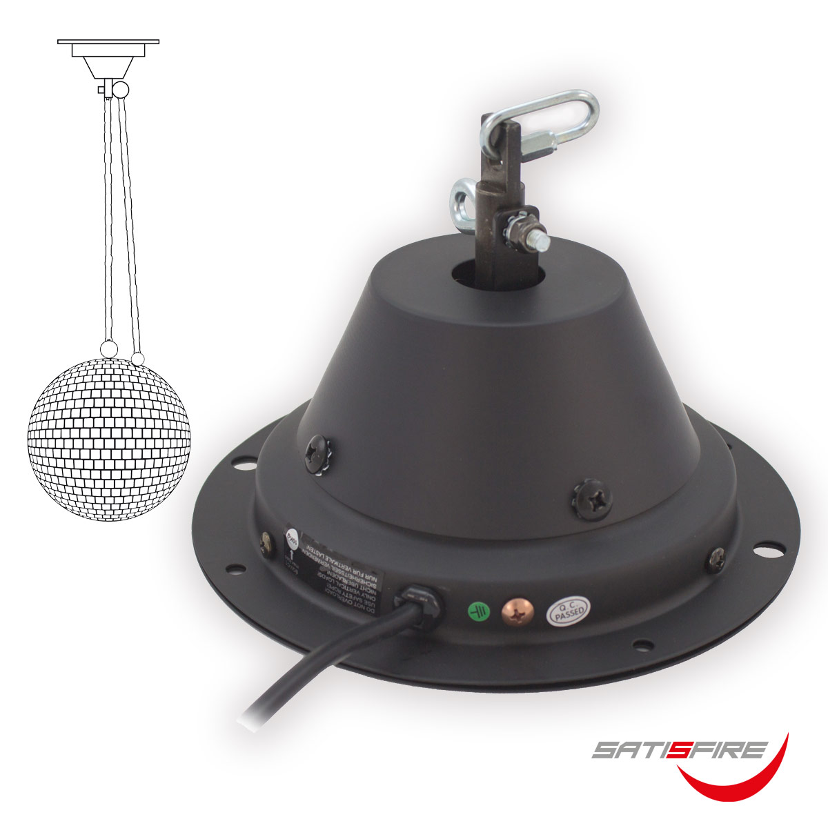 B-Ware Spiegelkugel Sicherheits Motor SATISFIRE MBM-5010, 10kg, bis 50cm Kugel, 1,5 Umdrehungen