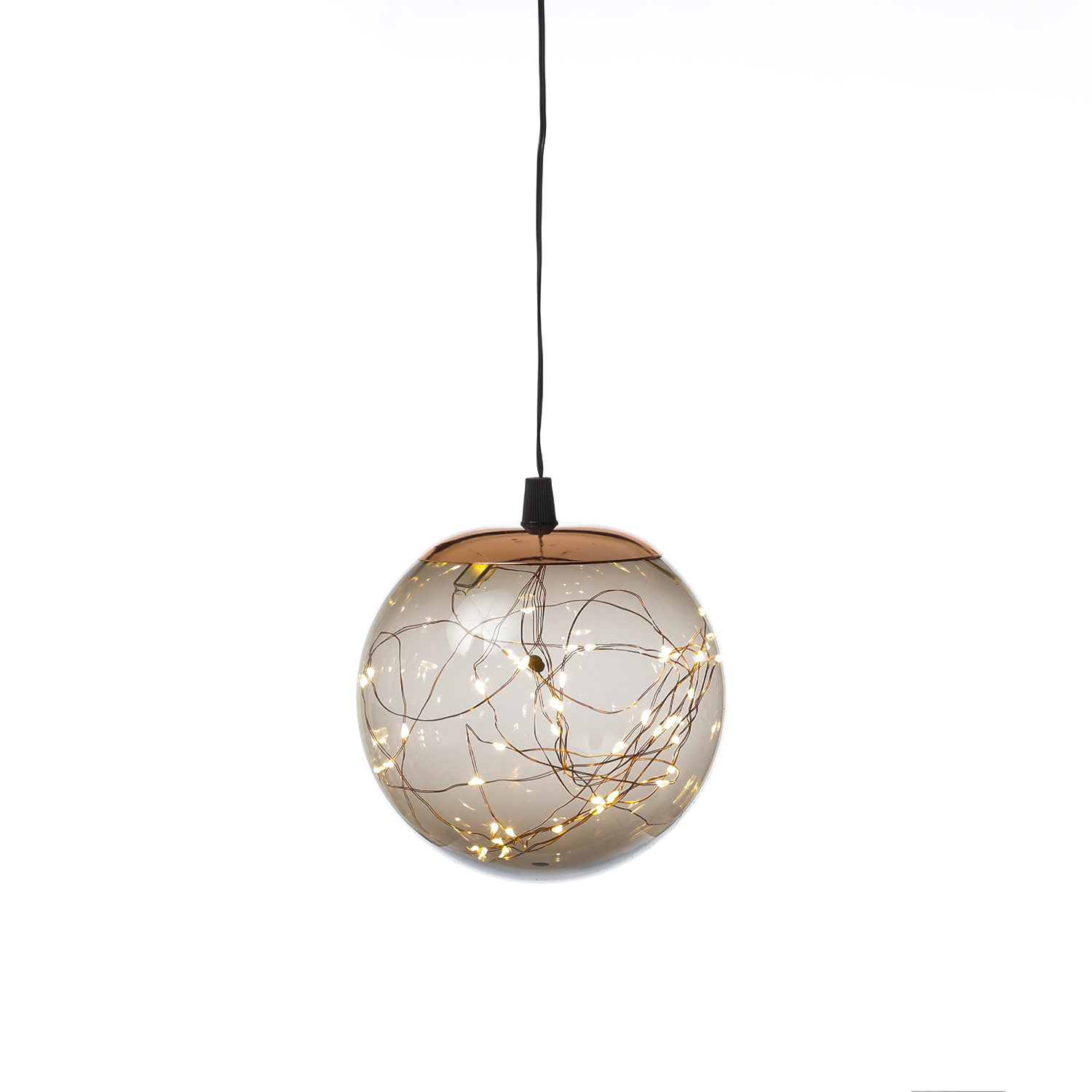 LED Lichterkugel mit Drahtlichterkette - 40 bernstein LED - Timer - D: 15cm - f. Innen/Außen