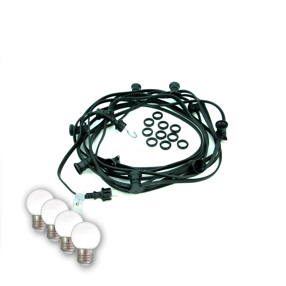 ILLU-Lichterkette BLACKY - 5m - 5xE27 | IP44 | kleine bruchfeste Tropfenlampen hellweiß | SATISFIRE ILLU-Lichterkette BLACKY - 5m - 5xE27 | IP44 | kleine bruchfeste Tropfenlampen hellweiß | SATISFIRE