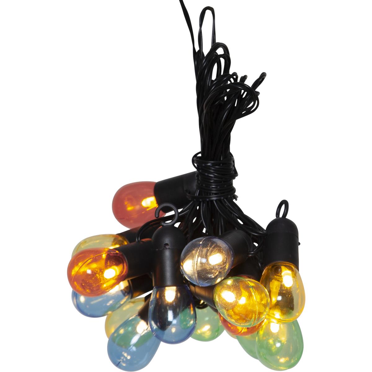 LED Partylichterkette - 16 kleine bunte Kugeln - L: 4,5m - schwarzes Kabel - outdoor