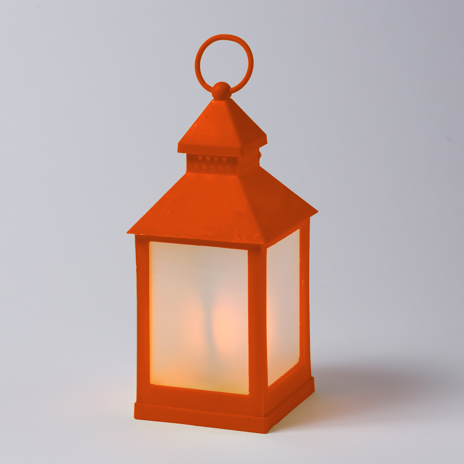 LED Laterne - mit Flammeneffekt - flackernde LED - H: 24cm - Batteriebetrieb - orange