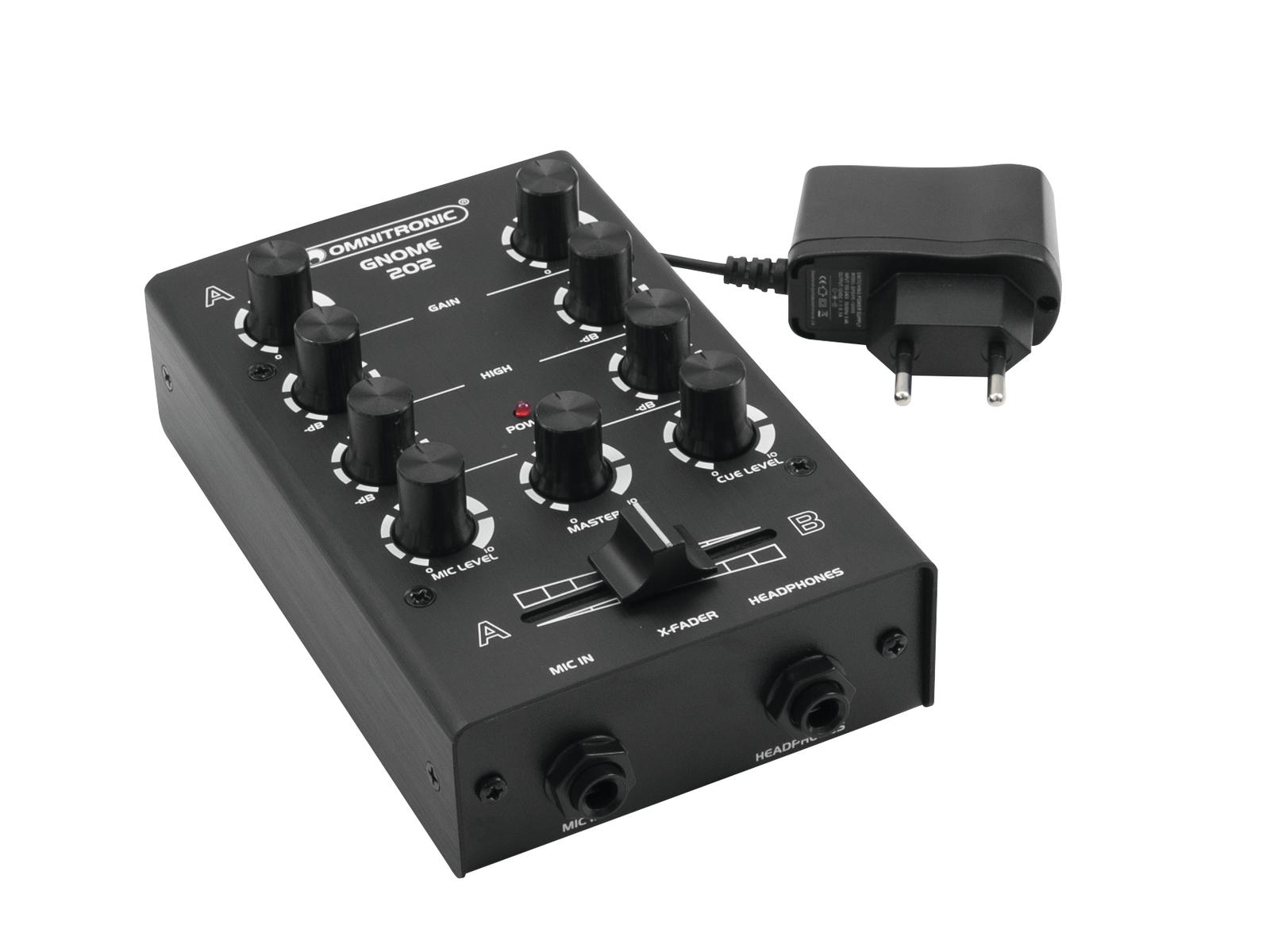 Kompakt DJ Mixer GNOME-202 Mini-Mixer schwarz - 2 Kanäle Kompakt DJ Mixer GNOME-202 Mini-Mixer schwarz - 2 Kanäle