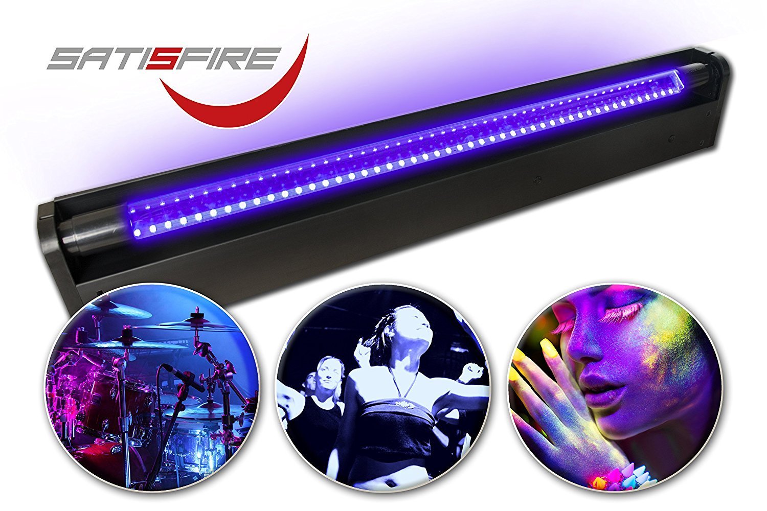 UV Schwarzlicht KomplettSet - Schwarzlichtröhre 60cm mit Fassung - Partyset - LED-Röhre mit Schwarzlicht