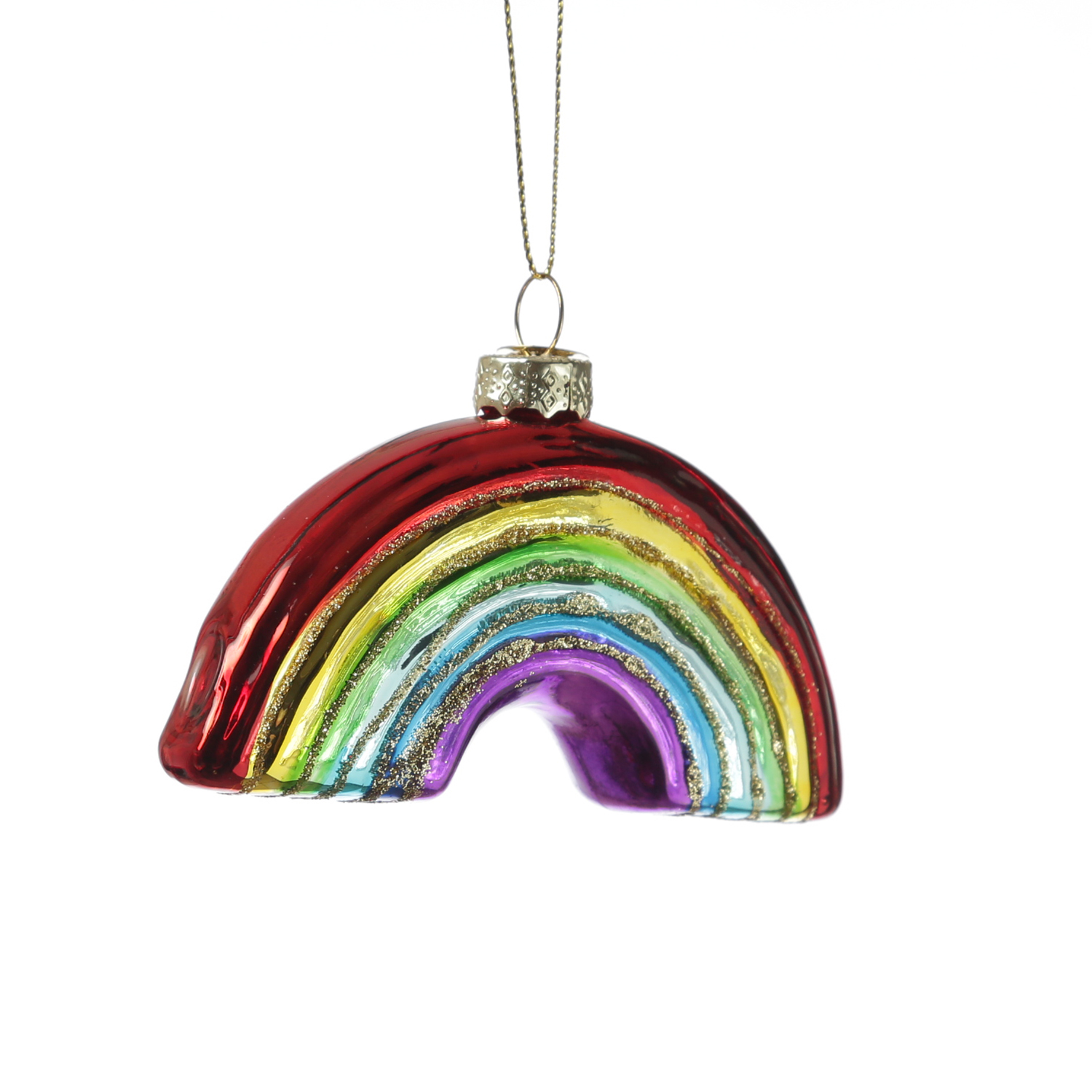 Weihnachtsbaumschmuck REGENBOGEN - Christbaumschmuck - Glas - mit Glitzer - L: 10cm - bunt