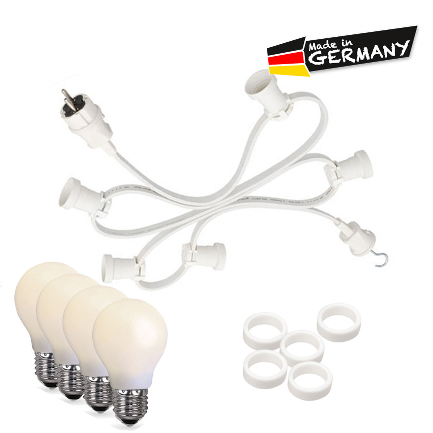 Illu-/Partylichterkette 10m - Außen - Made in Germany - 10 bruchfeste opale LED Tropfenlampen Illu-/Partylichterkette 10m - Außen - Made in Germany - 10 bruchfeste opale LED Tropfenlampen