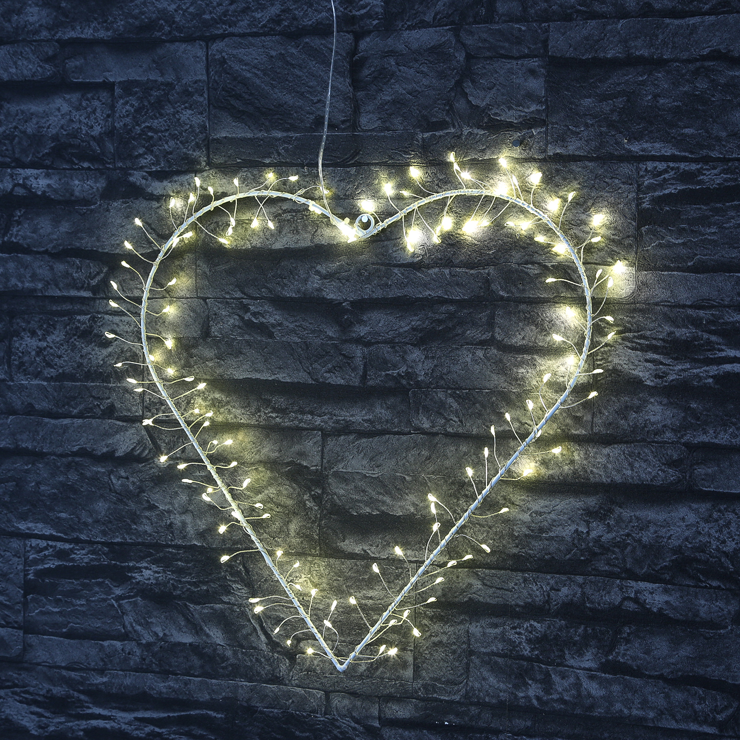 LED Herz - Metallherz - hängend - 120 warmweiße LED - H:: 40cm - 8 Modi/Timer - Außentrafo