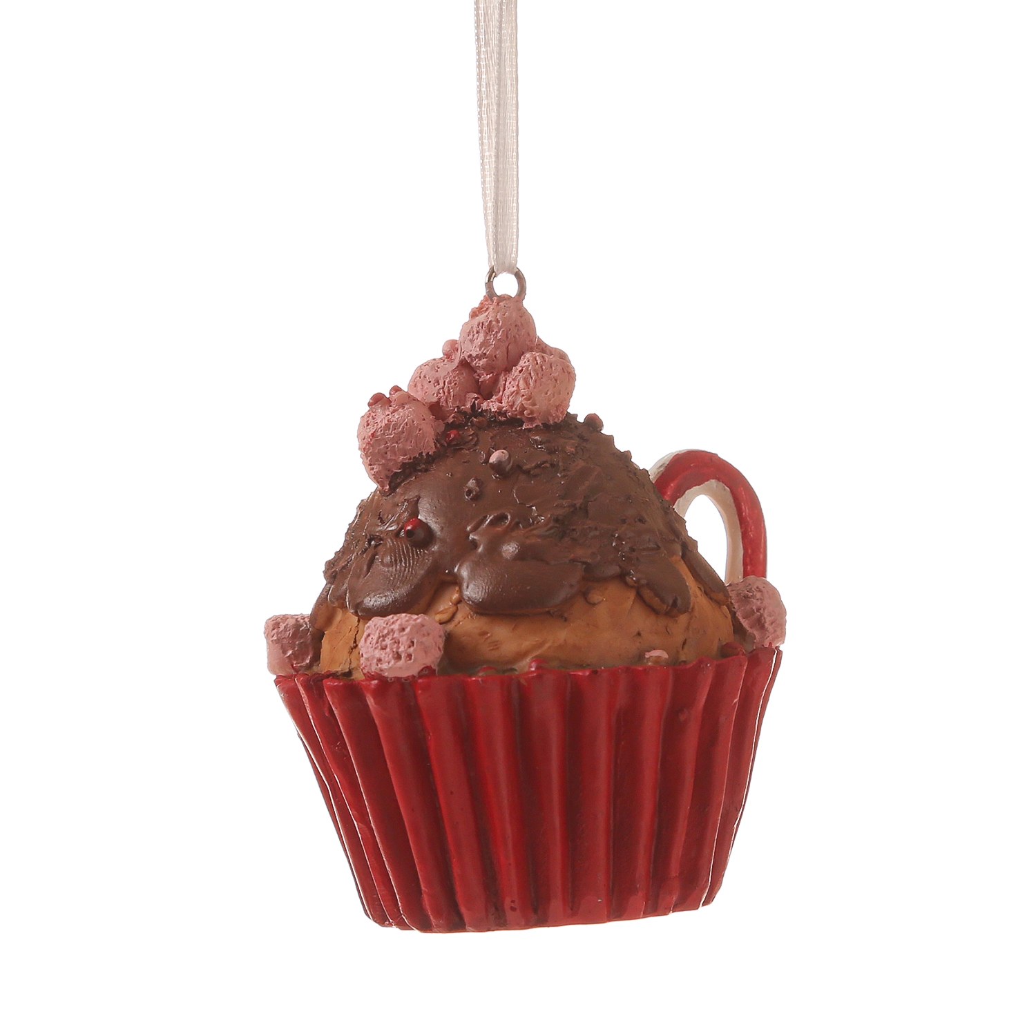 Weihnachtsbaumschmuck MUFFIN - Polyresin - inkl. Aufhänger - matt - H: 8cm - braun