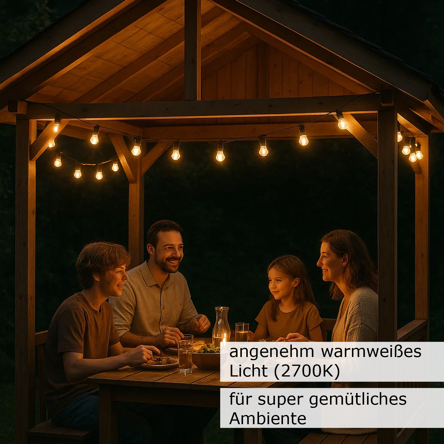 Illu-/Partylichterkette BLACKY 20m - Außenlichterkette schwarz - 20xE27 warmweiße Kugellampen