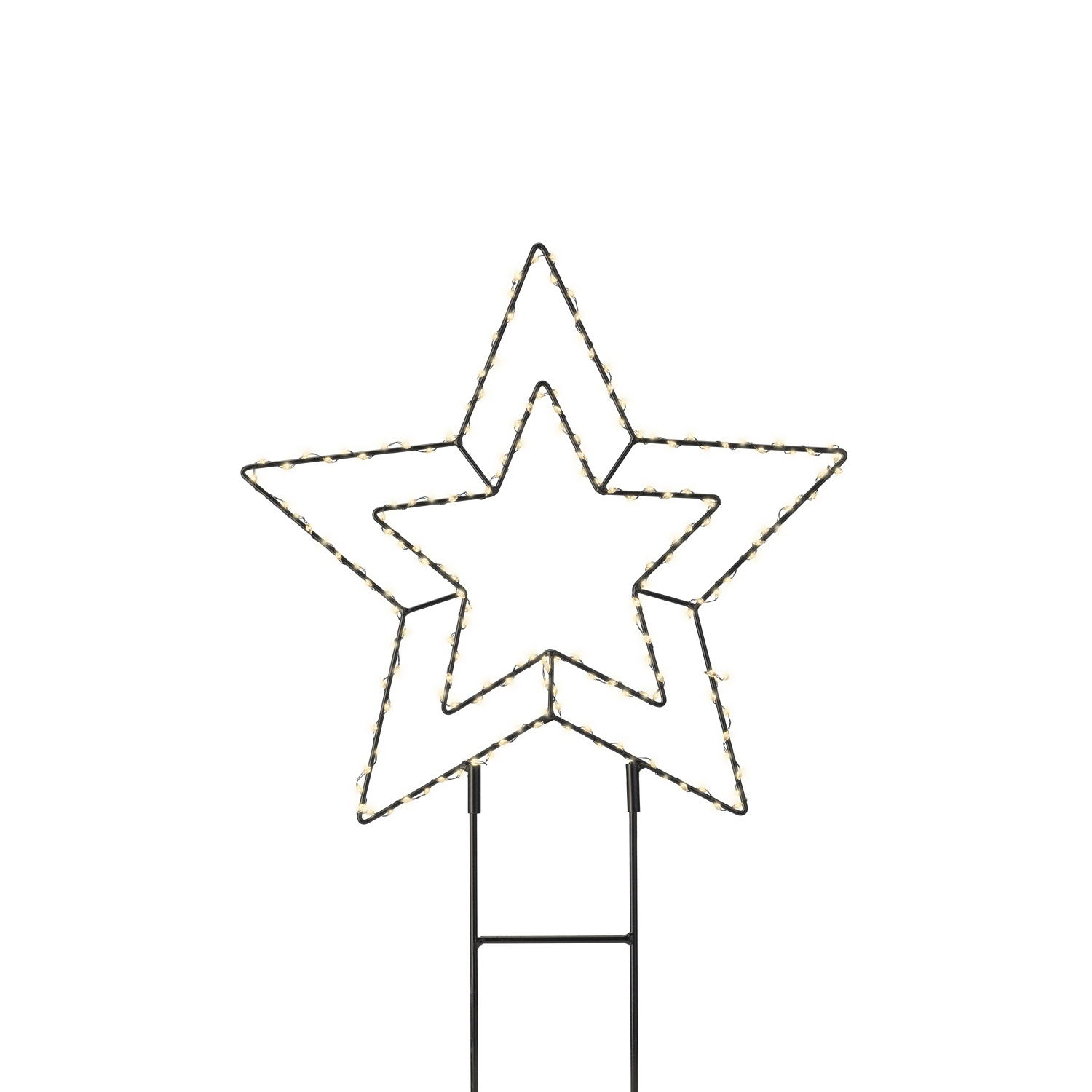 B-Ware LED Gartenstecker STERN - 180 warmweiße LED - D: 38cm - Timer - Trafo - für Außen - schwarz