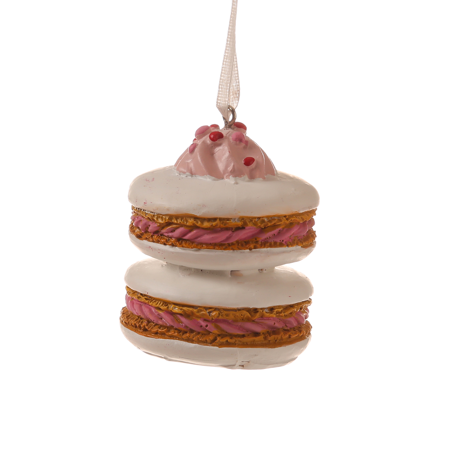 Weihnachtsbaumschmuck MACARON - Polyresin - inkl. Aufhänger - matt - H: 6,5cm - weiß