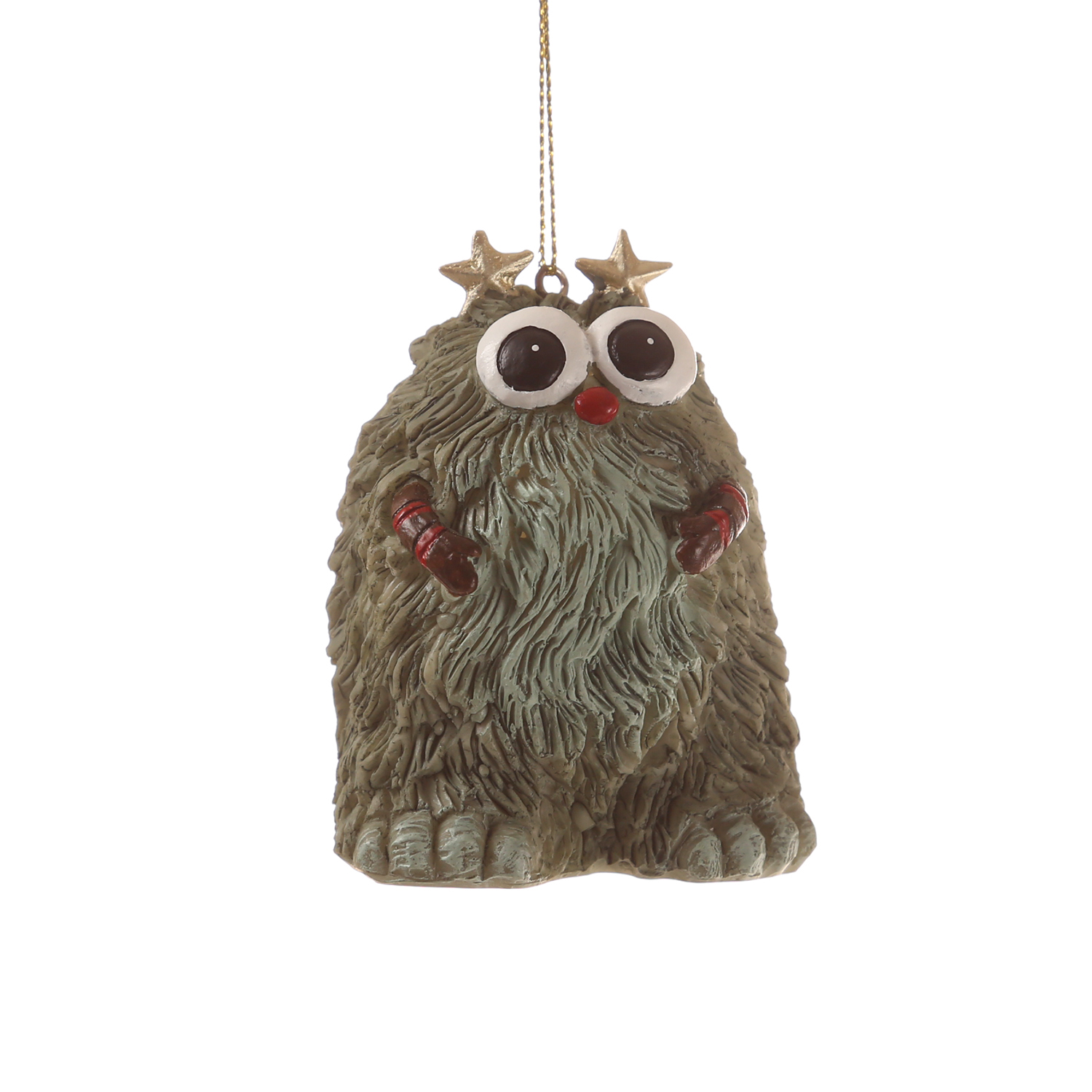 Weihnachtsbaumschmuck Yeti TOM - Polyresin - inkl. Aufhänger - matt - H: 8cm - grün