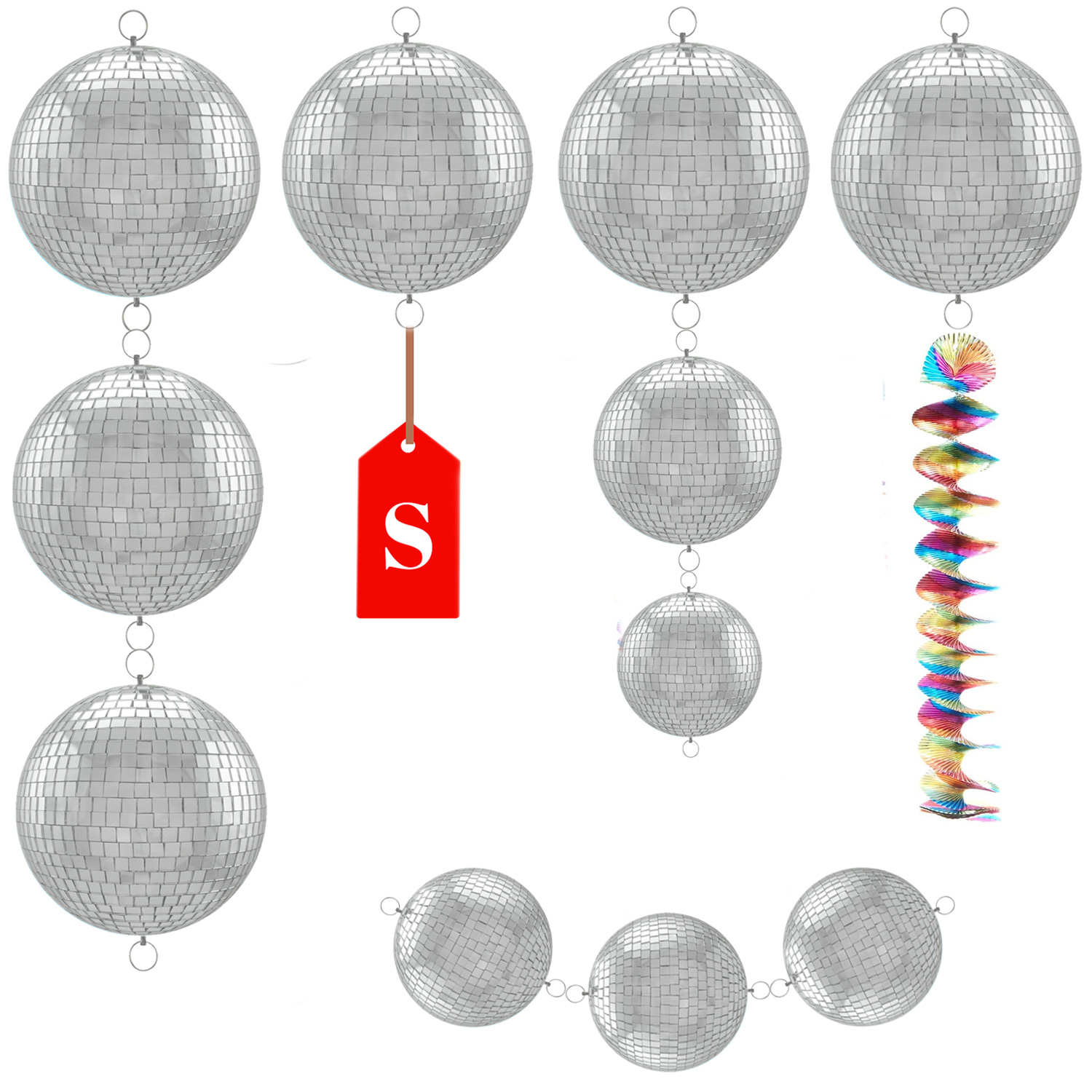 Spiegelkugel 40cm - schwarz - Discokugel Echtglas - 10x10mm Spiegel - PROMO - Metallöse oben + unten Spiegelkugel 40cm - schwarz - Discokugel Echtglas - 10x10mm Spiegel - PROMO - Metallöse oben + unten