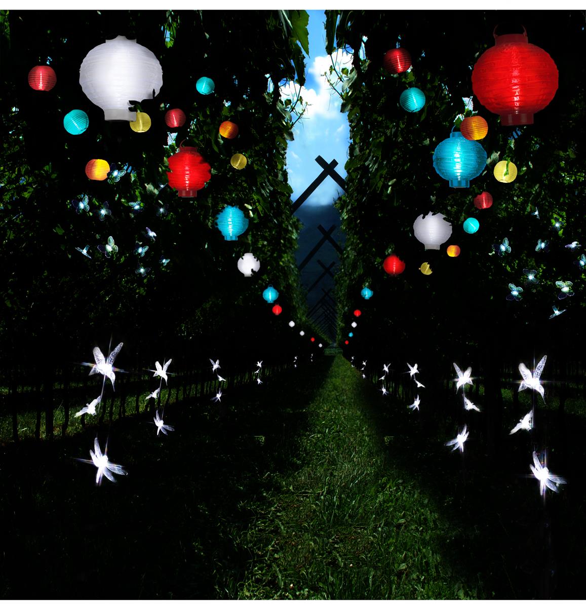 LED Lampion FESTIVAL - Papierlaterne - kaltweiße LED - D: 30cm - Montagehaken - 5er Set weiß