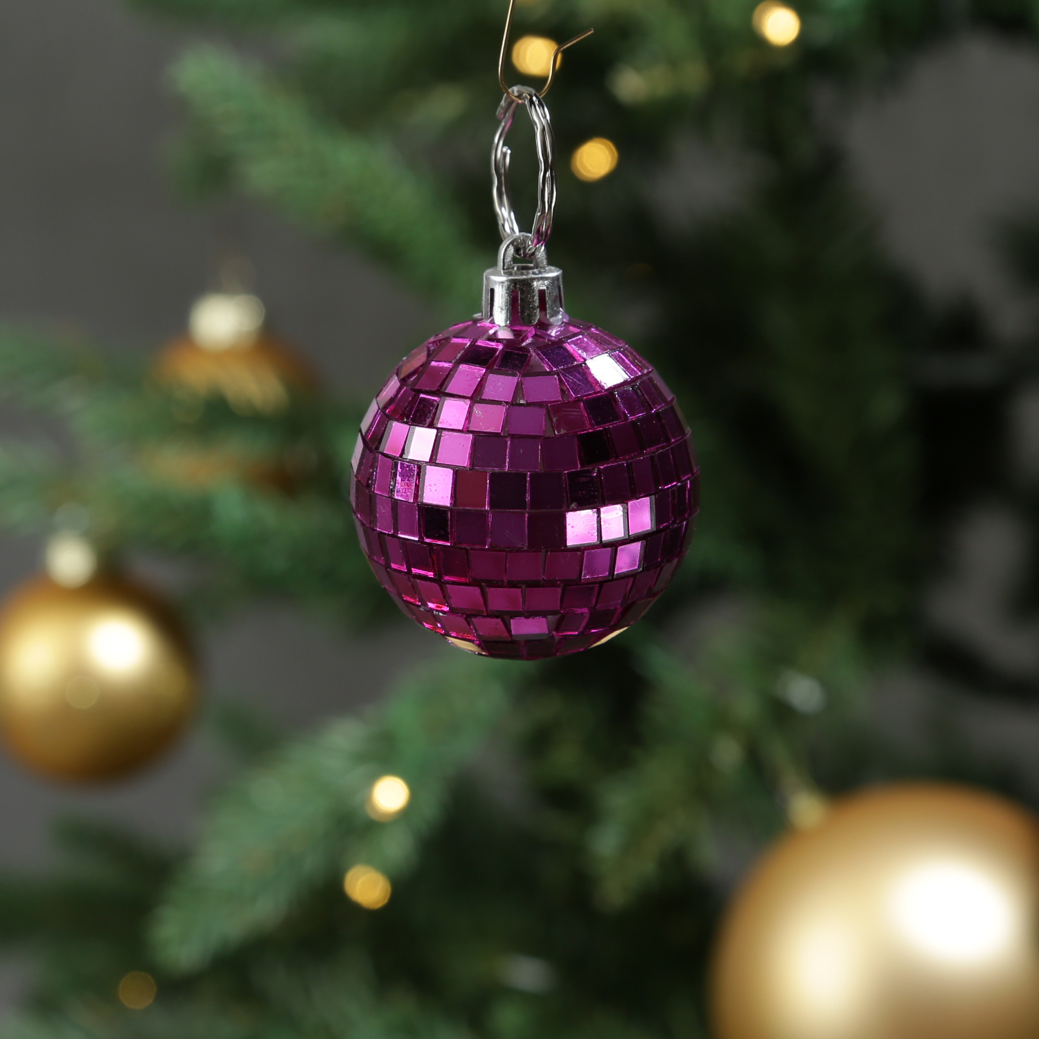 Christbaumschmuck Discokugel - Spiegelkugel 5cm  - Weihnachtskugel - 5x5mm Spiegel - pink - 12St.