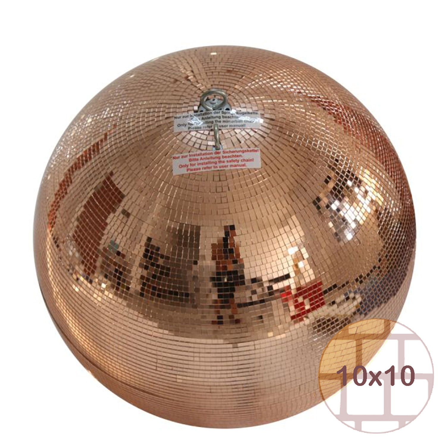 Spiegelkugel 75cm - kupfer - Discokugel Echtglas - 10x10mm Spiegel - PROFI Serie