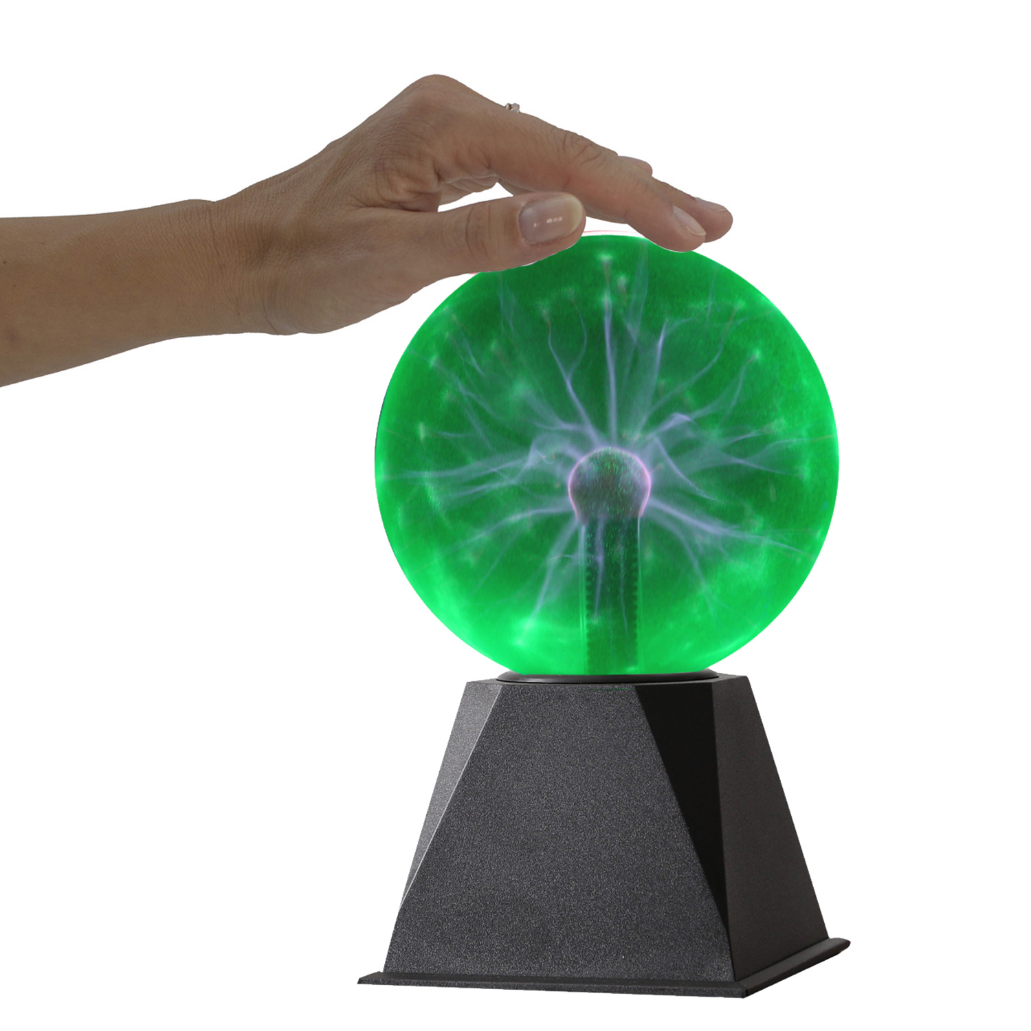 Plasmakugel zuckend- grüne Blitz-Show Automatikbetrieb oder Musiksteuerung - 15cm Kugel