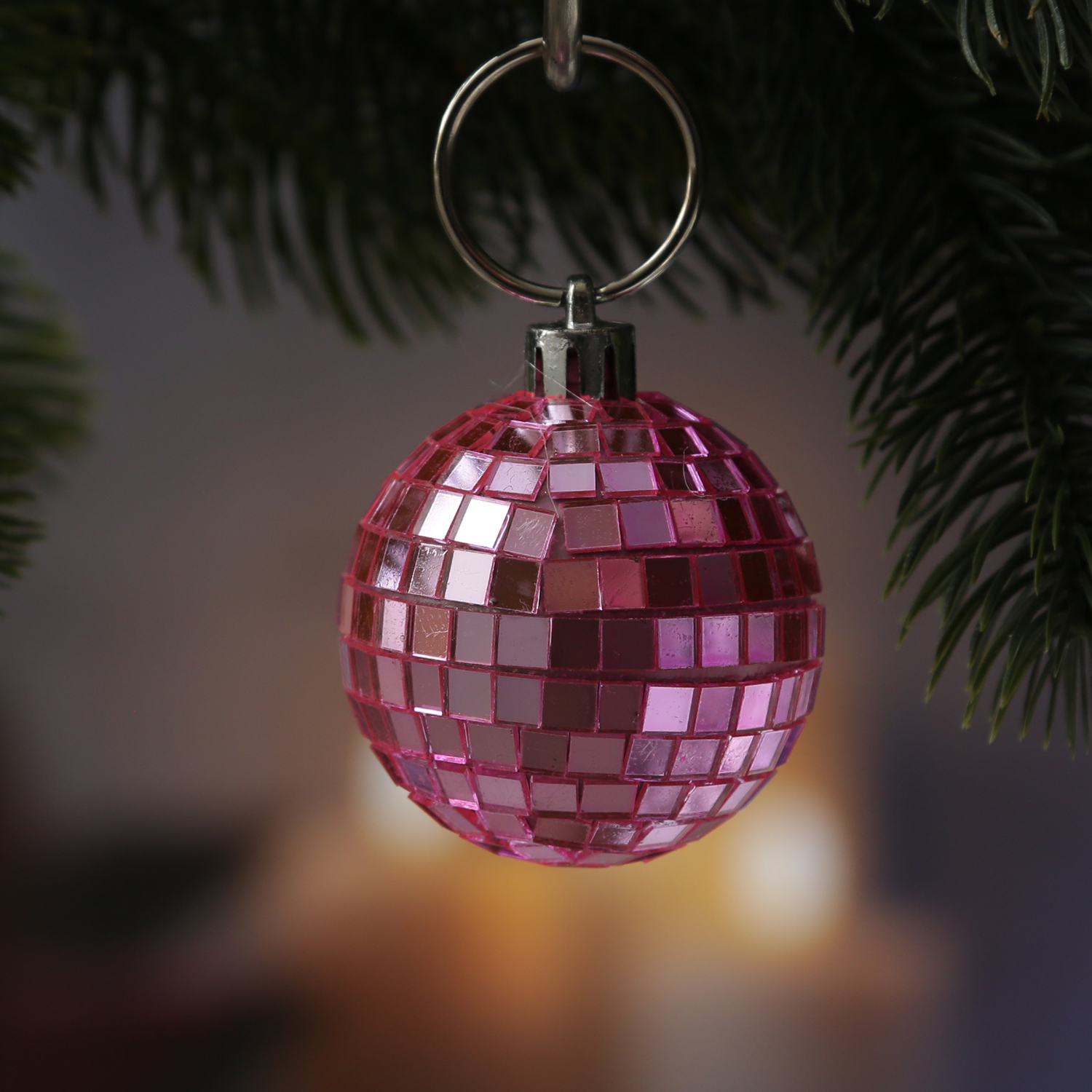 Christbaumschmuck Discokugel - Spiegelkugel 5cm  - Weihnachtskugel - 5x5mm Spiegel - rosa - 12St.