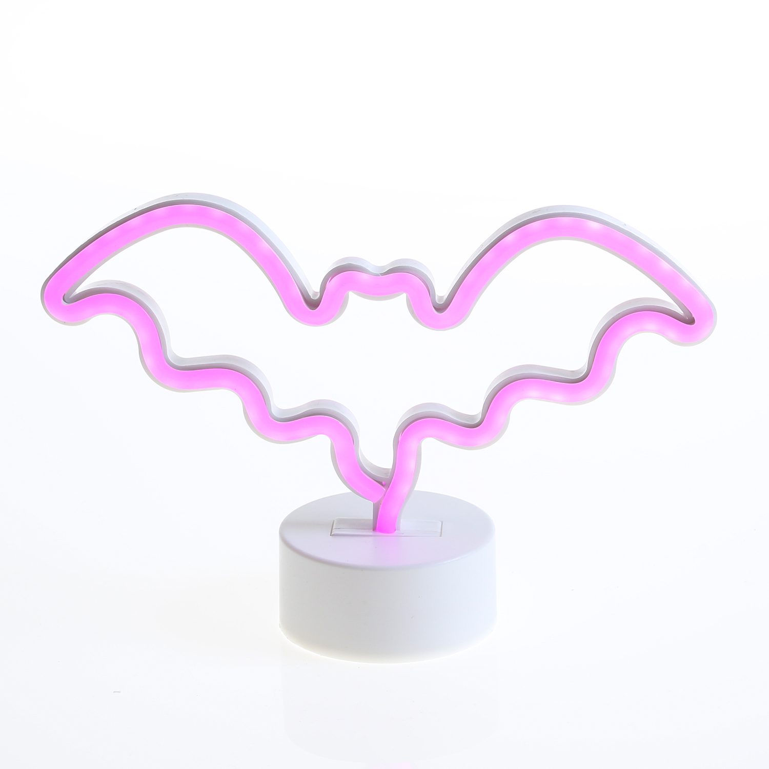 LED NEON Figur FLEDERMAUS - Dekoleuchte - H: 17cm - Batterie oder USB Betrieb - stehend - pink