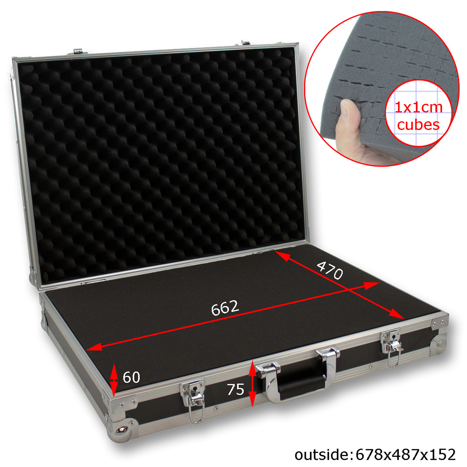 ACC-1 Universal Transportkoffer | Flightcase mit anpassbarem Schaumstoff | SATISFIRE (678x487x152mm)