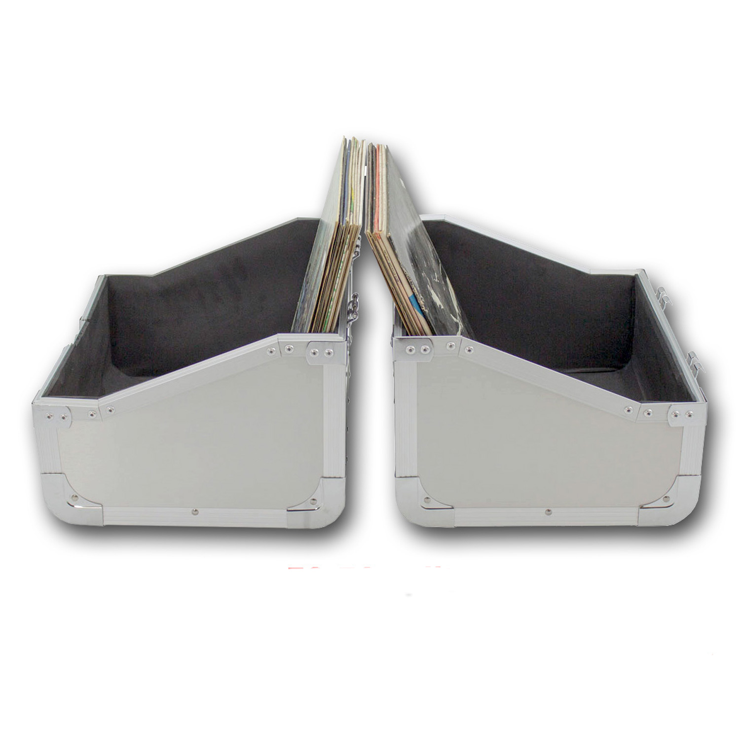 LP Plattencase PRO silber 50:50 Split, 80LPs | DJ Plattenkoffer für 80 Schallplatten LP Plattencase PRO silber 50:50 Split, 80LPs | DJ Plattenkoffer für 80 Schallplatten