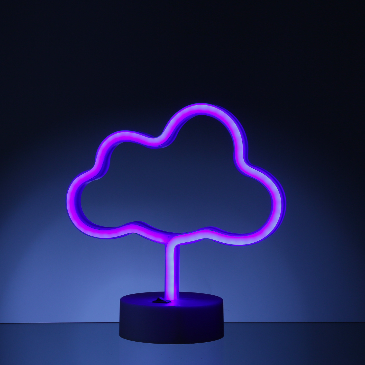 LED NEON Figur WOLKE 7 - Neon Schild - H: 23cm - Batterie oder USB Betrieb - stehend - blau