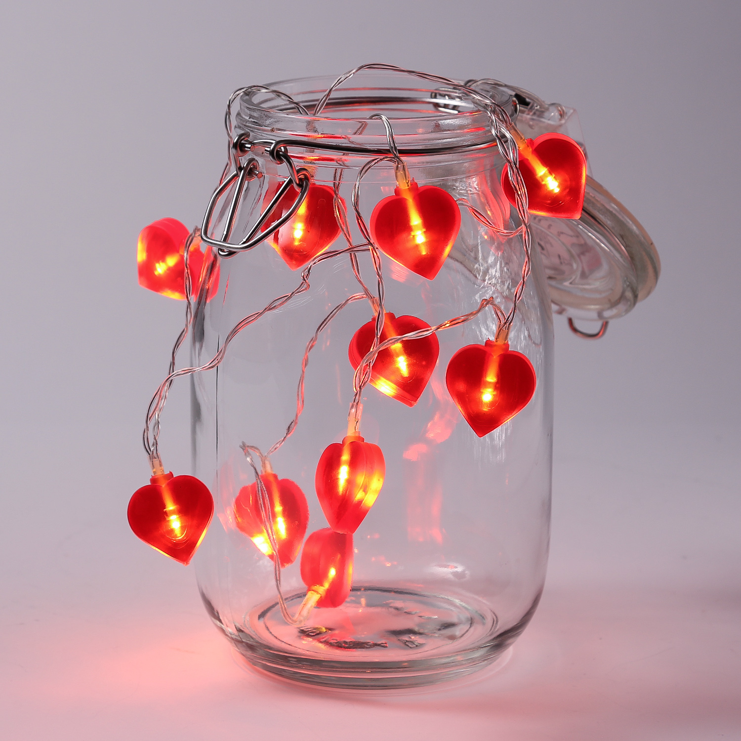 LED Lichterkette Herzen - 10 warmweiße LED - L: 90cm - Batteriebetrieb - rot LED Lichterkette Herzen - 10 warmweiße LED - L: 90cm - Batteriebetrieb - rot